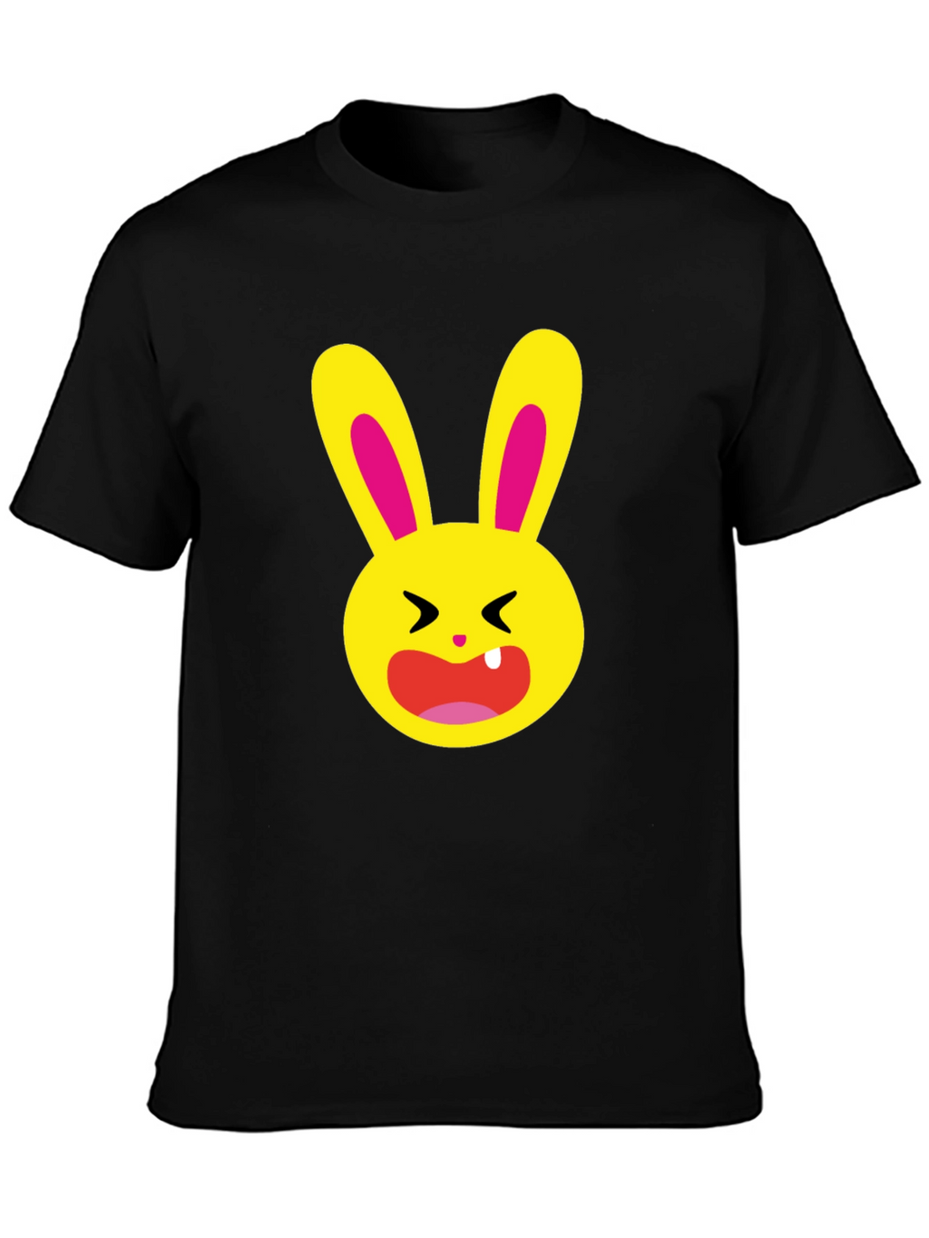 Funky Cartoon Bunny Graphic Tee - Black