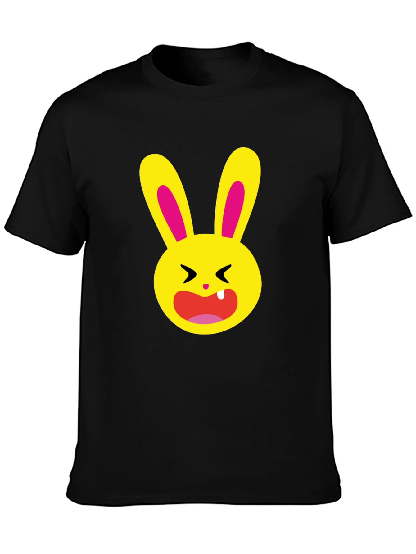 Funky Cartoon Bunny Graphic Tee - Black
