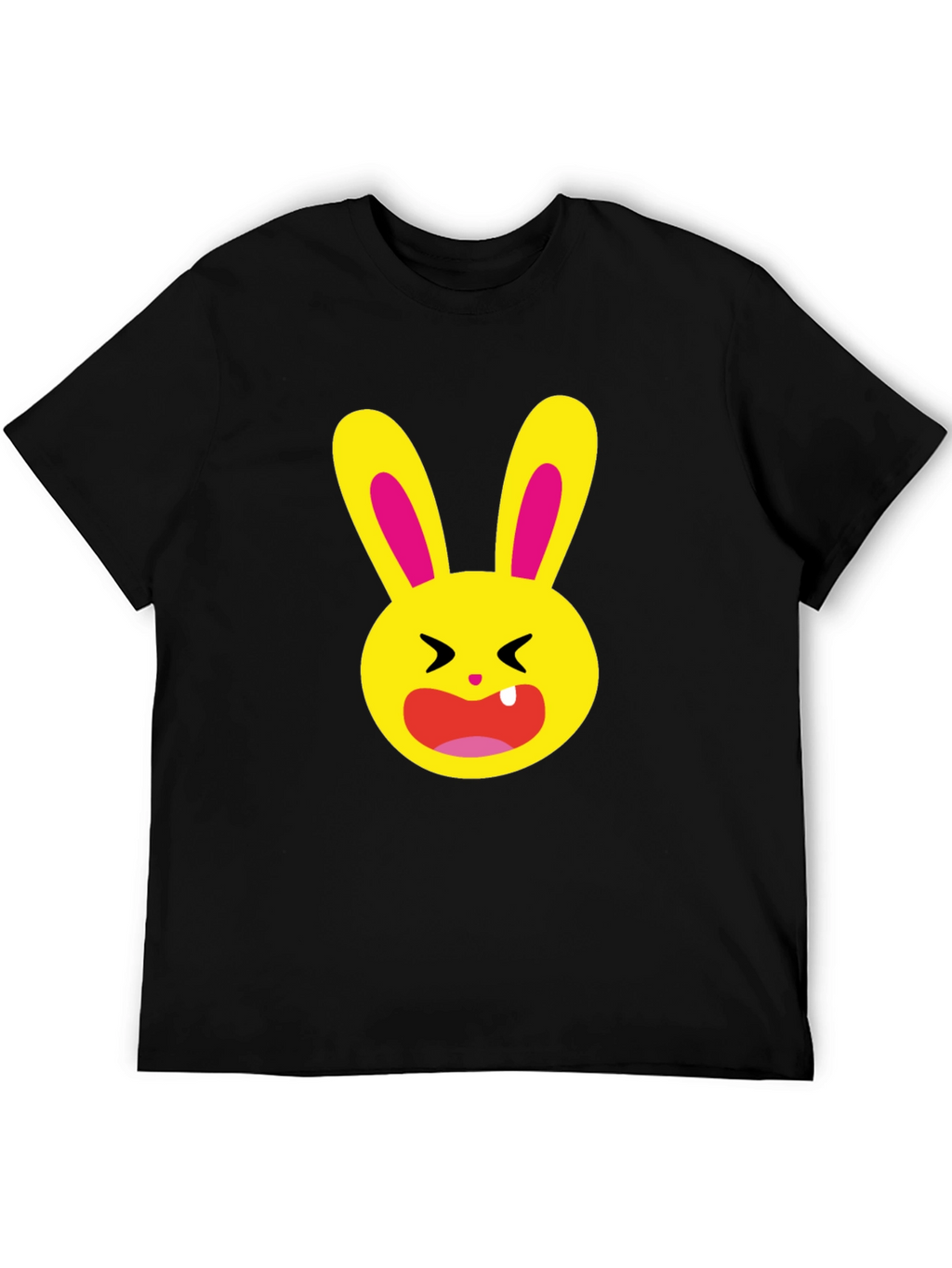 Funky Cartoon Bunny Graphic Tee - Black