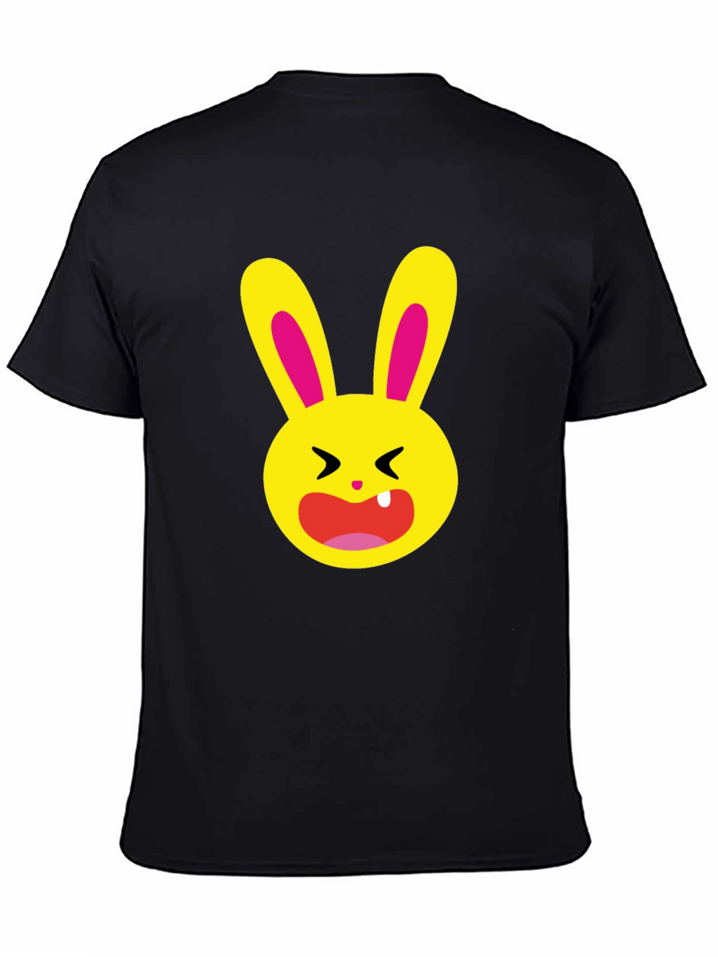 Funky Cartoon Bunny Graphic Tee - Black