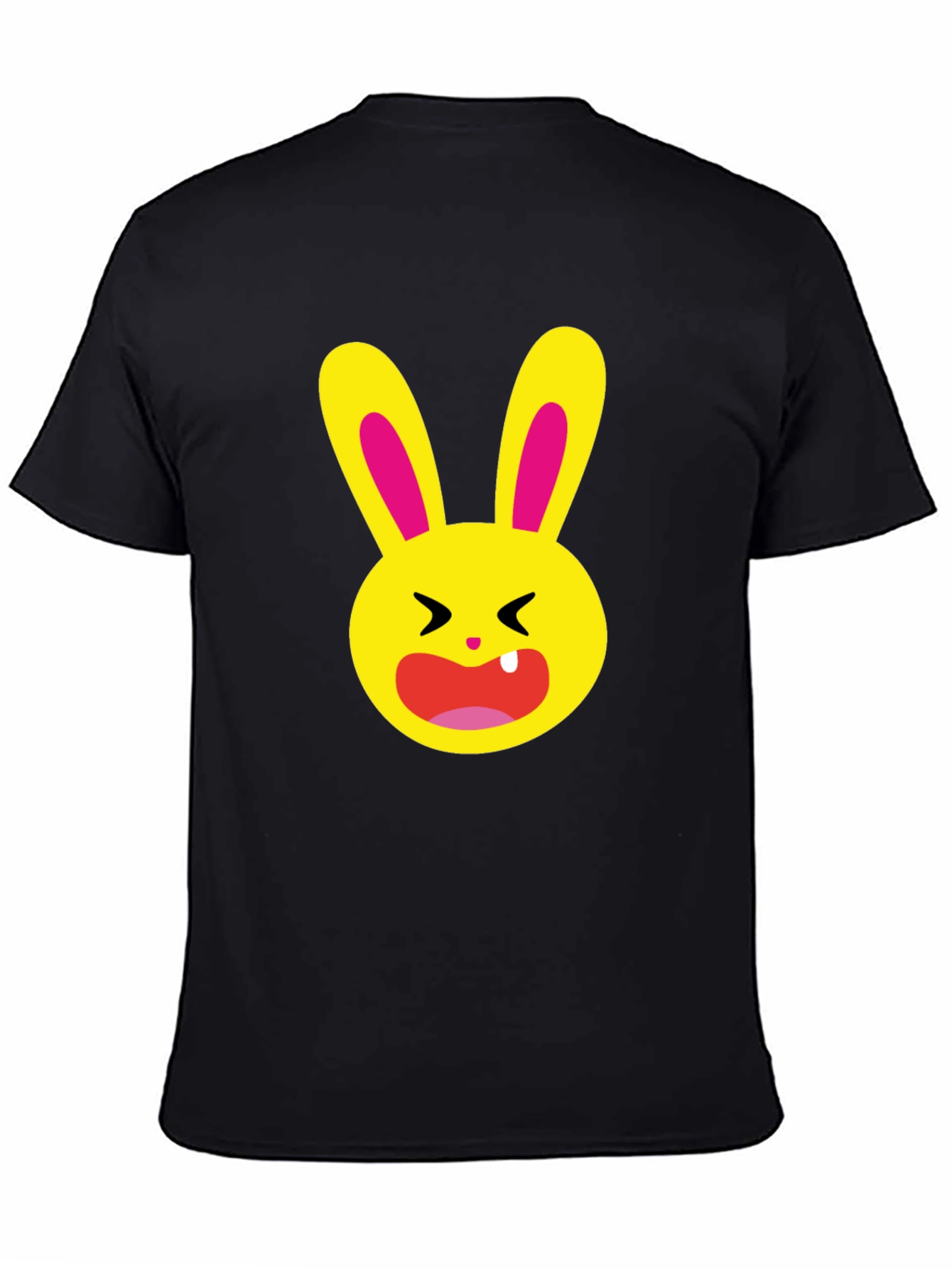 Funky Cartoon Bunny Graphic Tee - Black