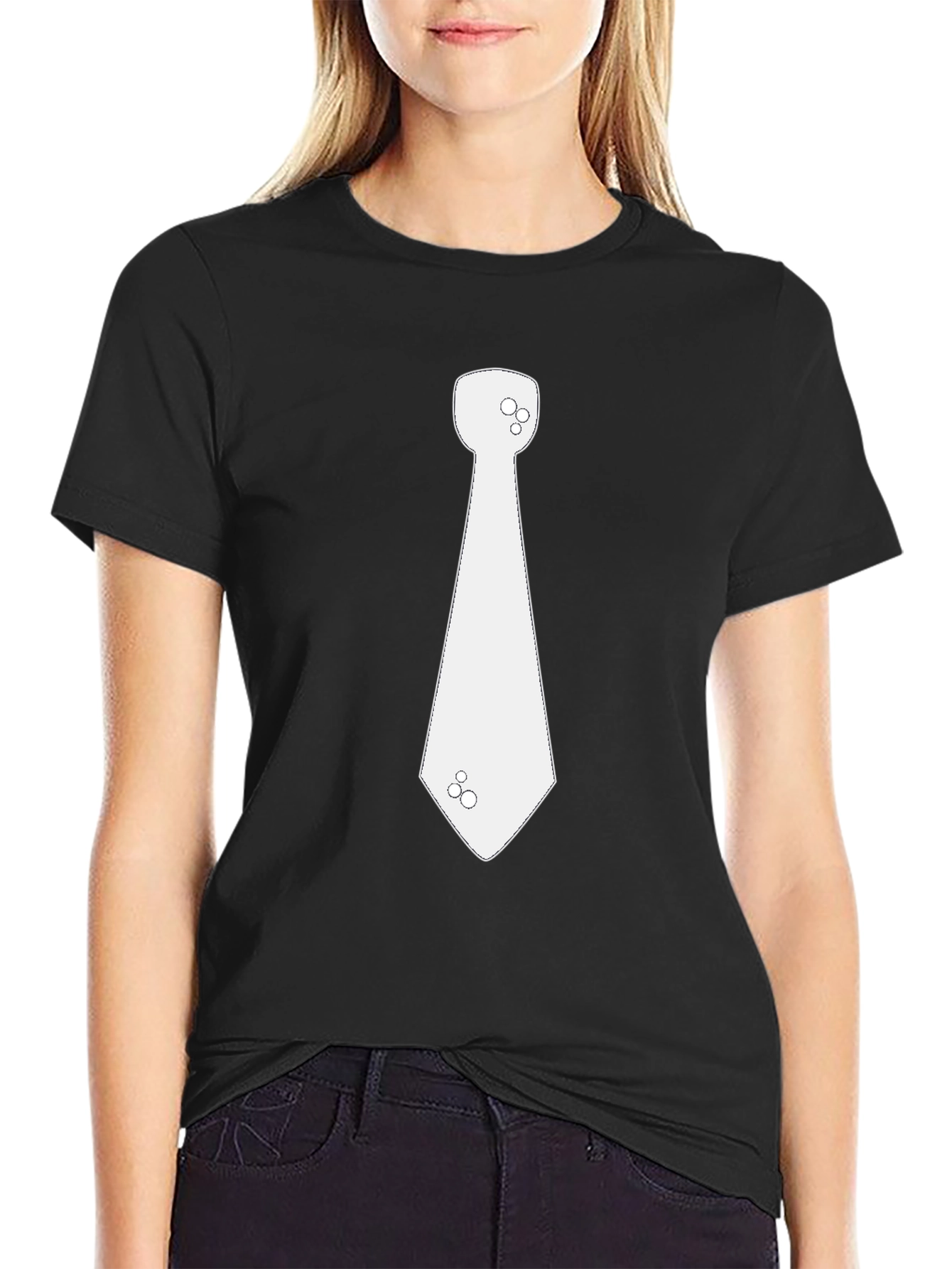Mens Black T-Shirt with Novelty Necktie Graphic