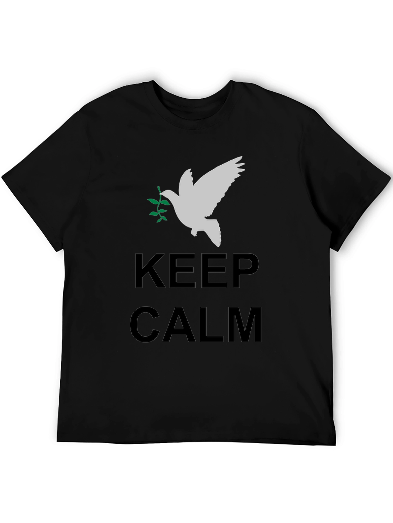 Keep Calm Peace Dove Graphic Tee - Mens Casual Shirt
