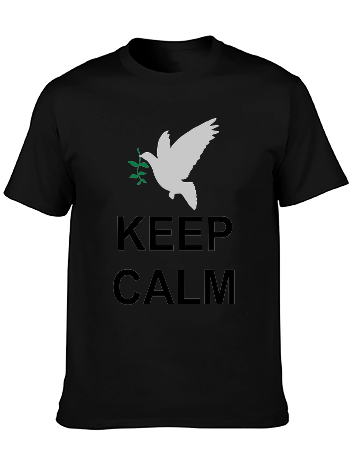 Keep Calm Peace Dove Graphic Tee - Mens Casual Shirt