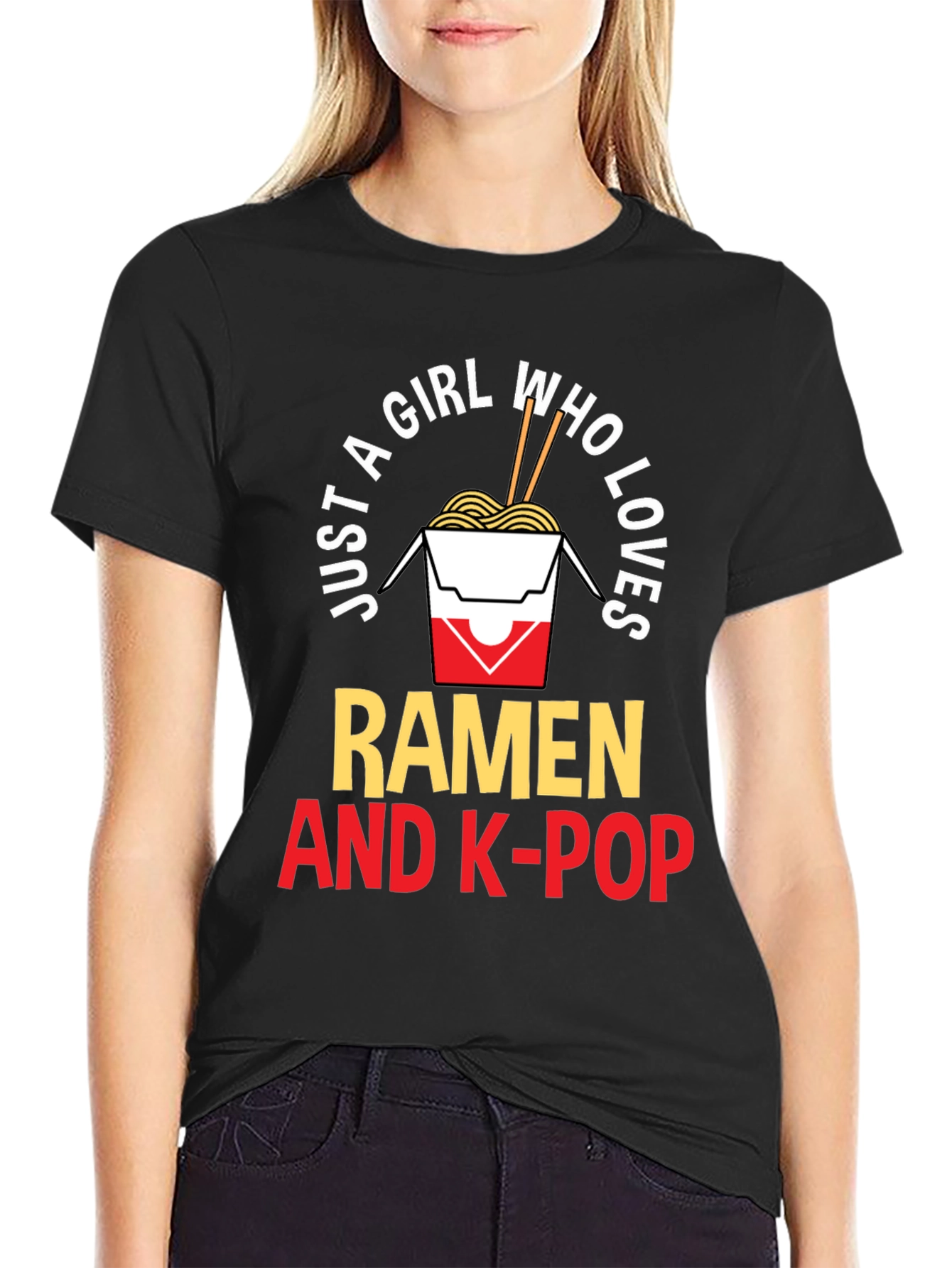 Ramen & K-Pop Graphic Tee - Just a Girl Who Loves...
