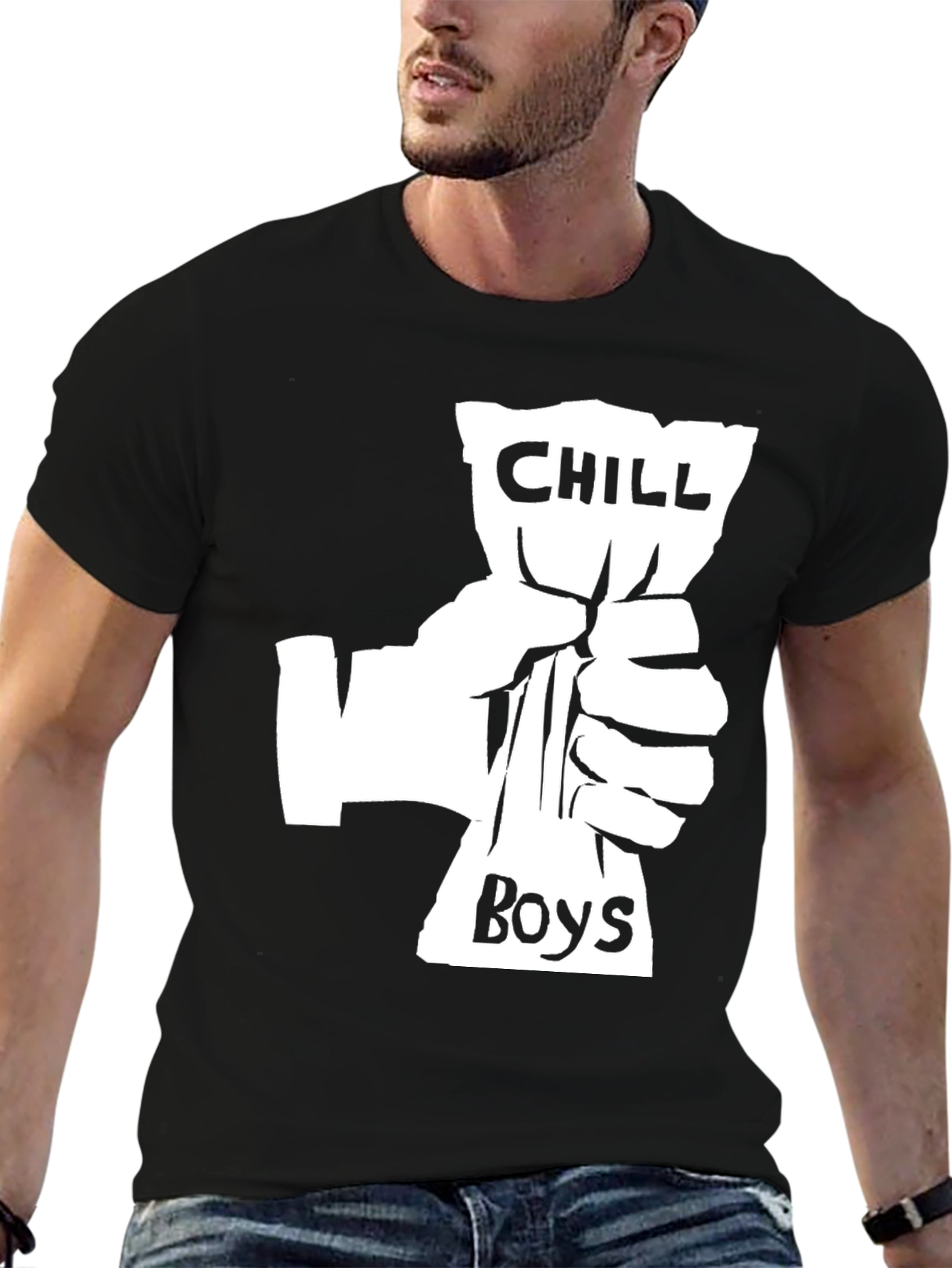 Chill Boys Graphic T-Shirt - Black Crew Neck Tee