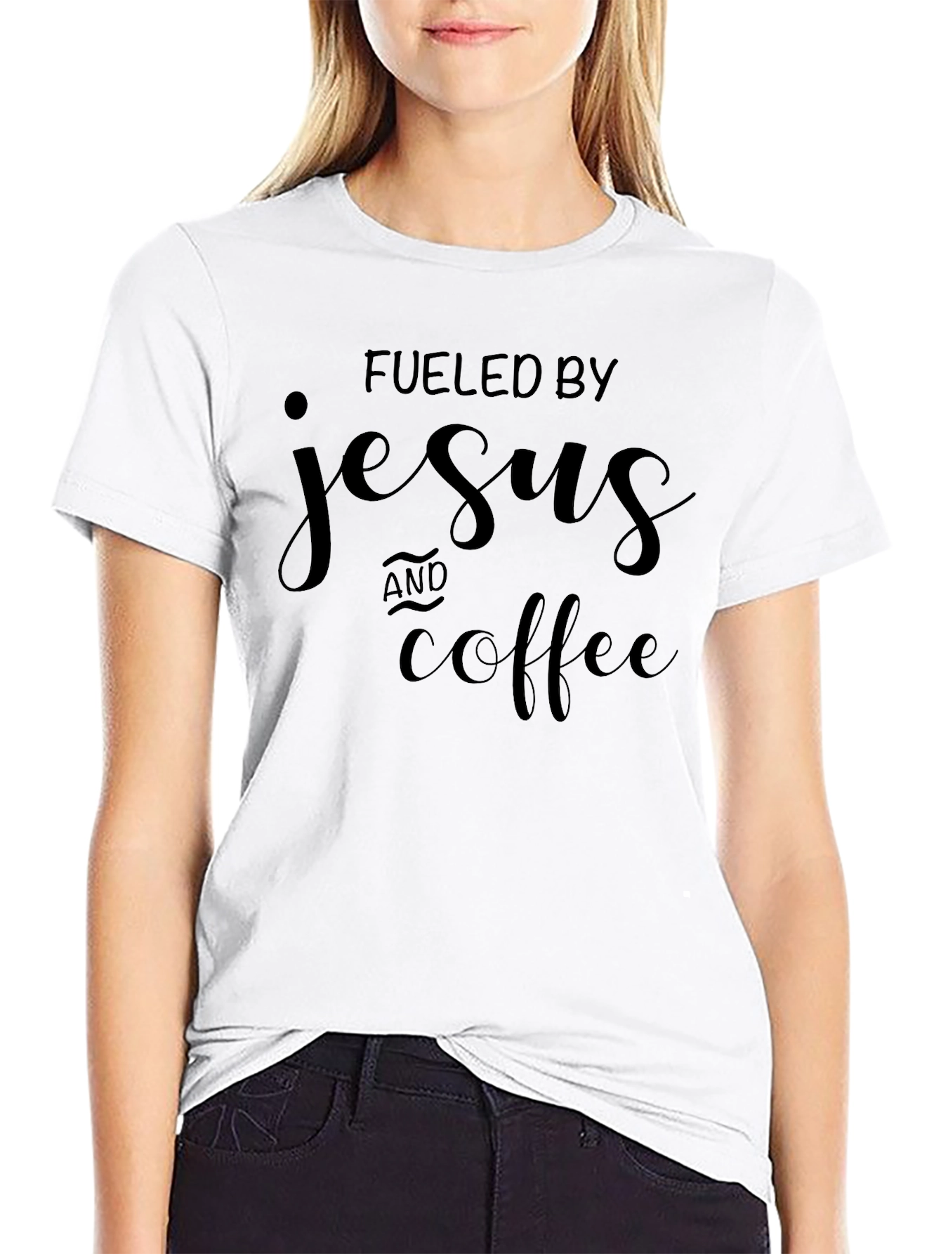 Fueled By Jesus & Coffee Black Graphic T-Shirt