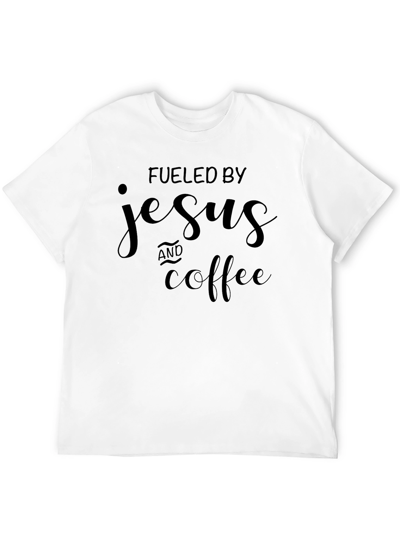 Fueled By Jesus & Coffee Black Graphic T-Shirt