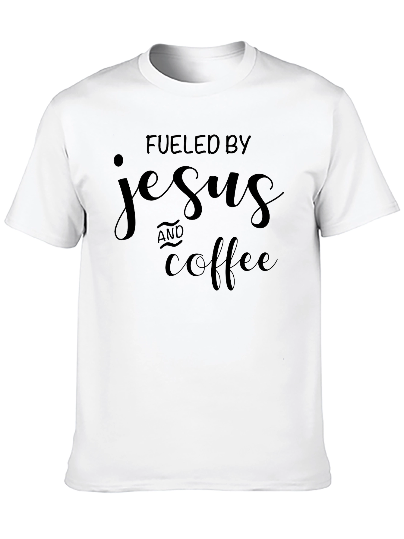 Fueled By Jesus & Coffee Black Graphic T-Shirt