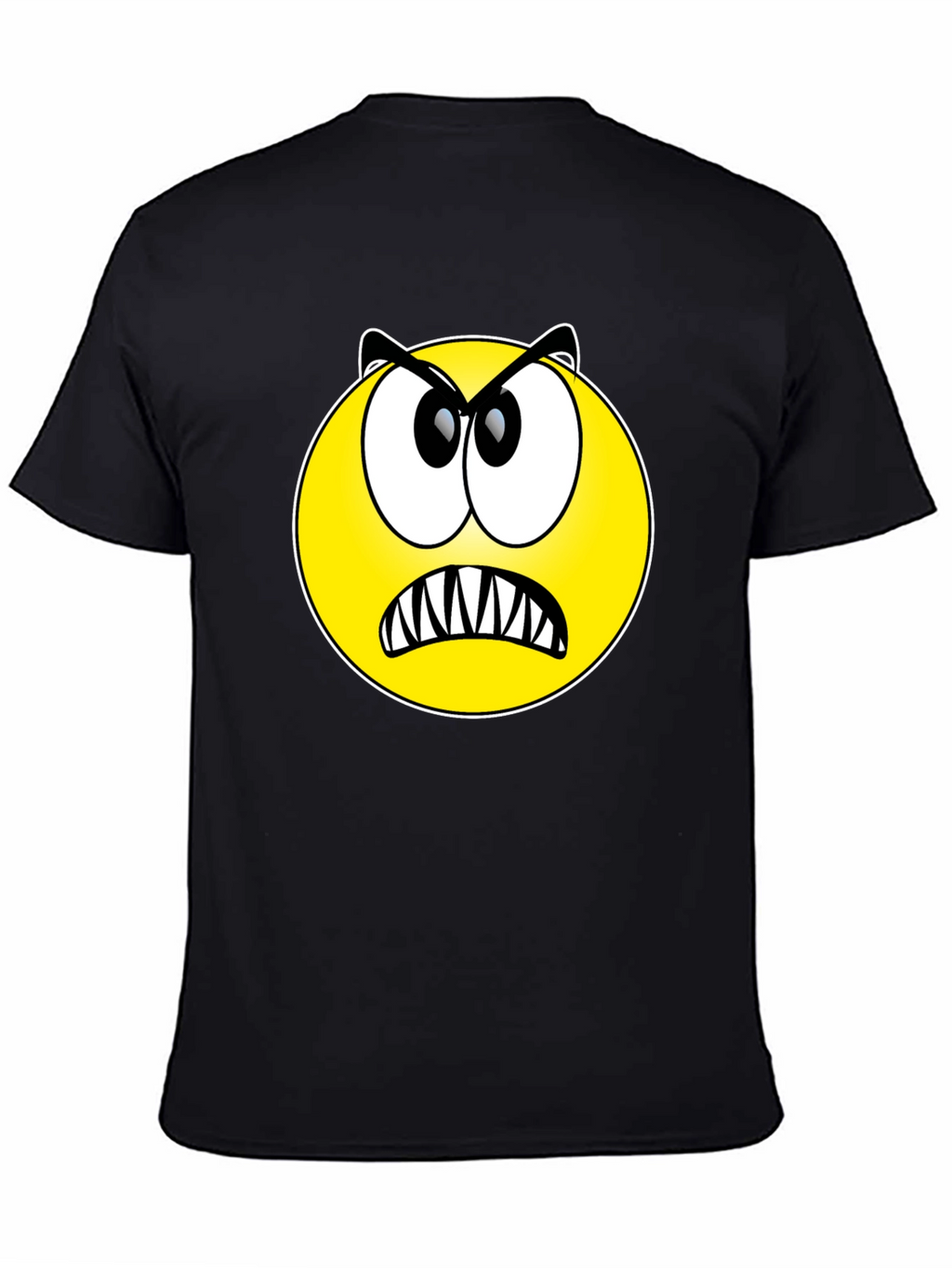Angry Emoji Graphic Tee - Black Cotton T-Shirt