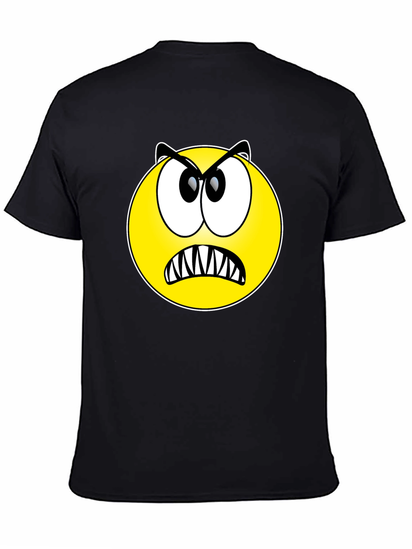 Angry Emoji Graphic Tee - Black Cotton T-Shirt