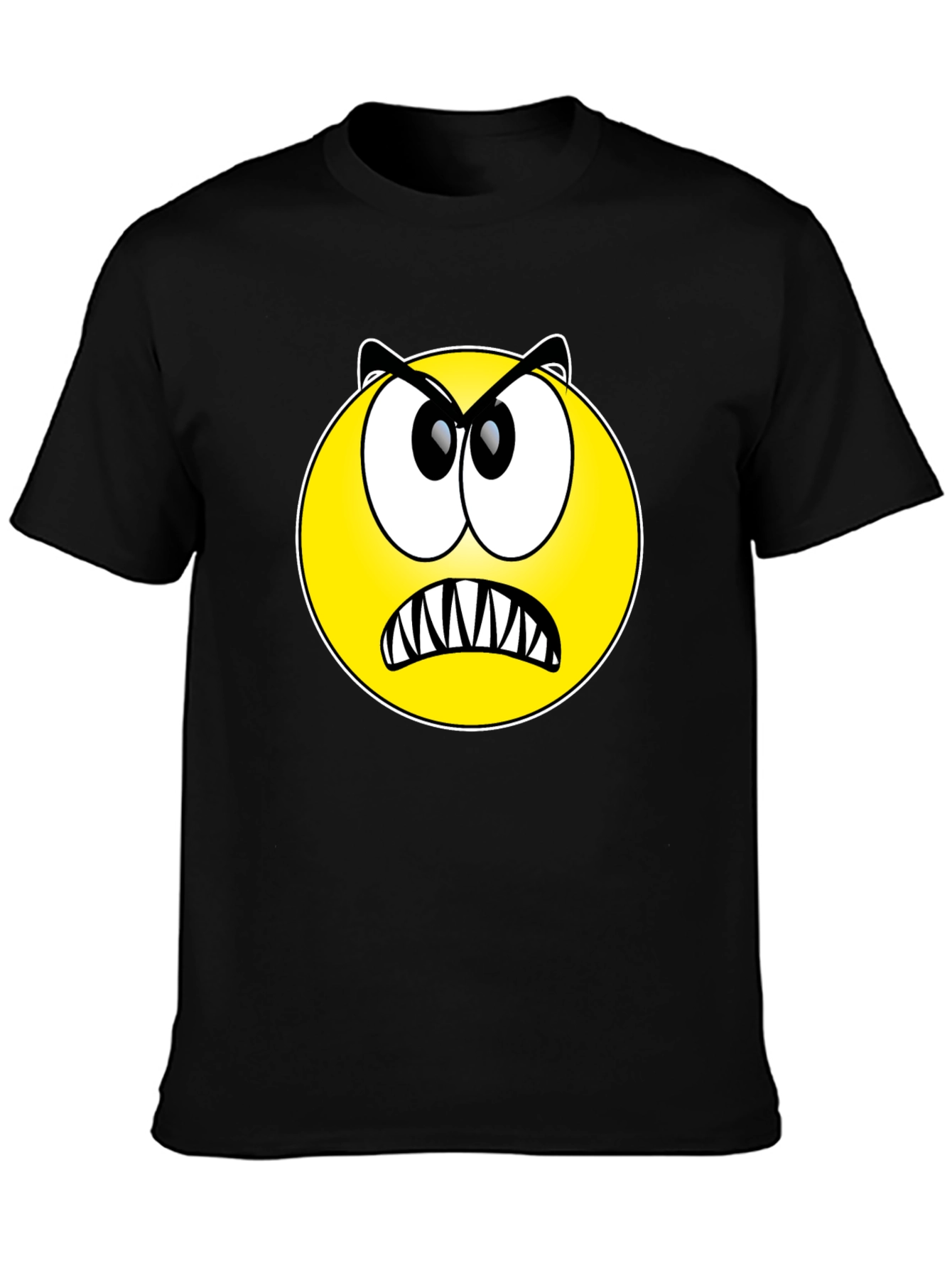 Angry Emoji Graphic Tee - Black Cotton T-Shirt
