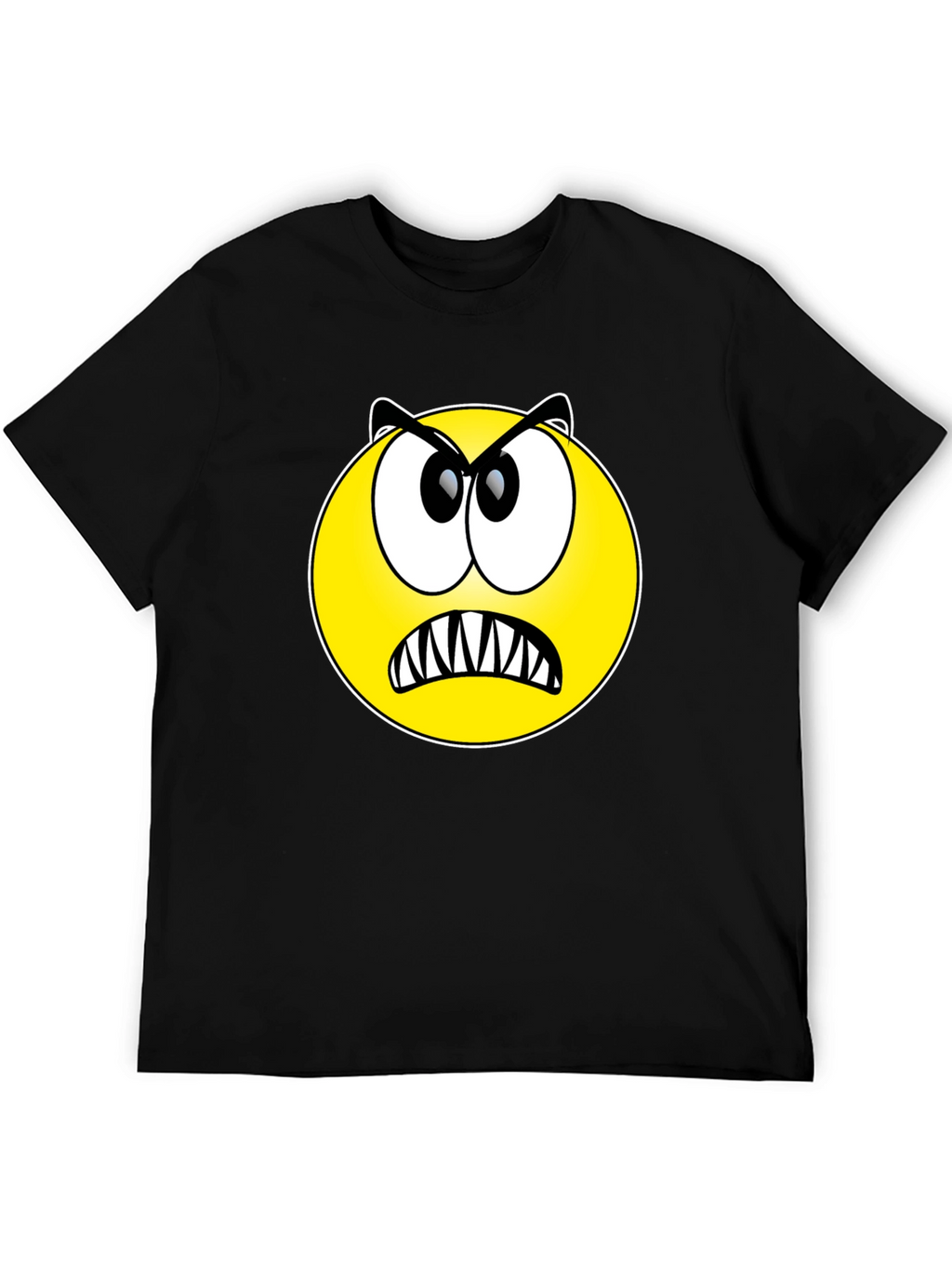 Angry Emoji Graphic Tee - Black Cotton T-Shirt