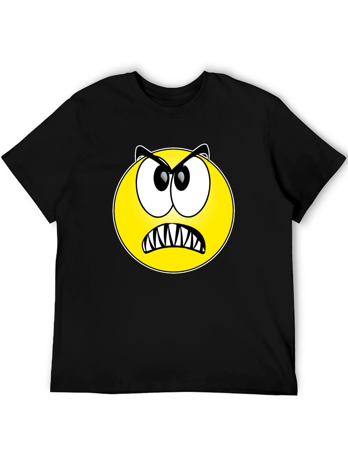 Angry Emoji Graphic Tee - Black Cotton T-Shirt
