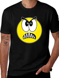 Angry Emoji Graphic Tee - Black Cotton T-Shirt