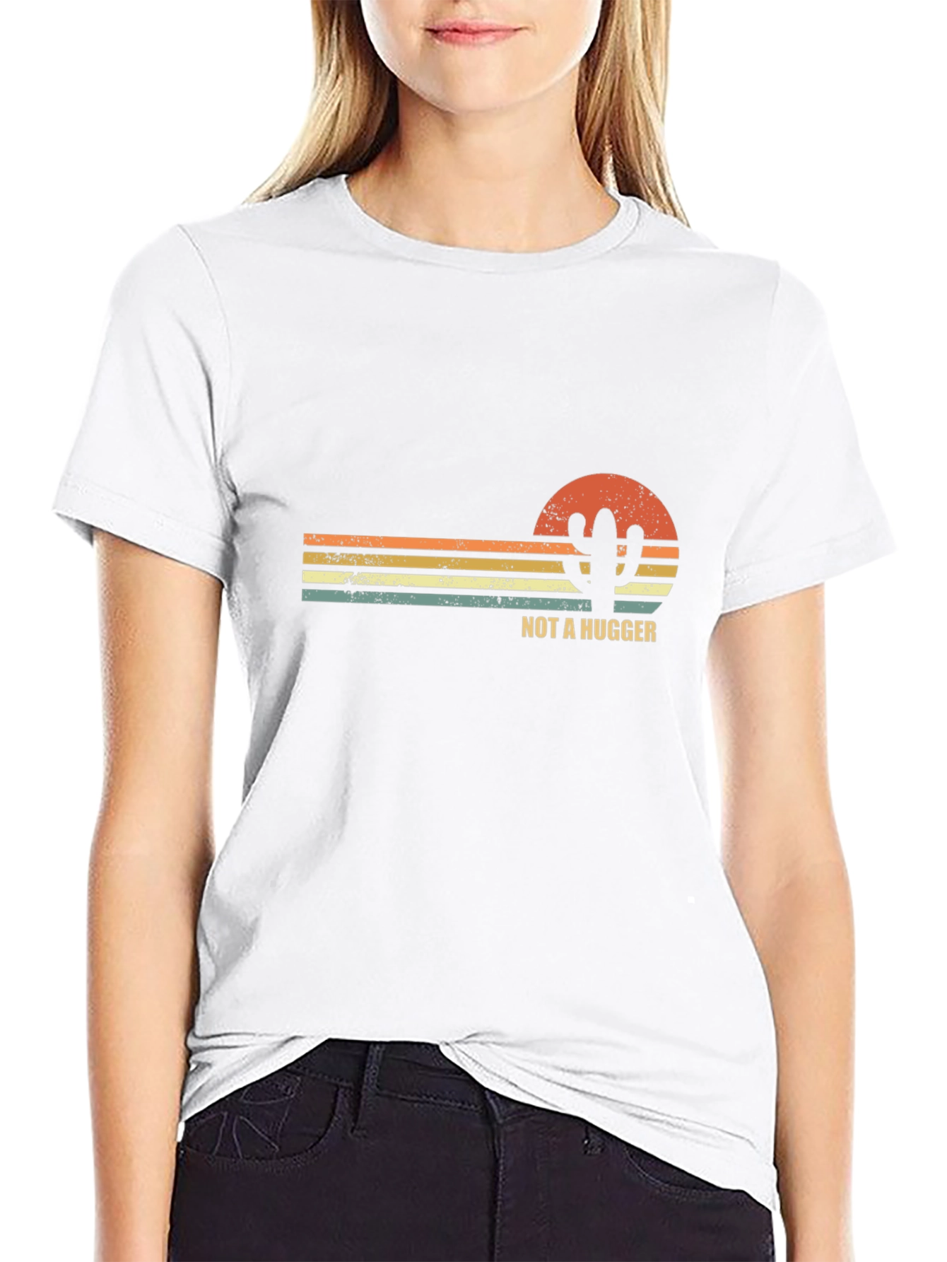 Not A Hugger Cactus Graphic T-Shirt