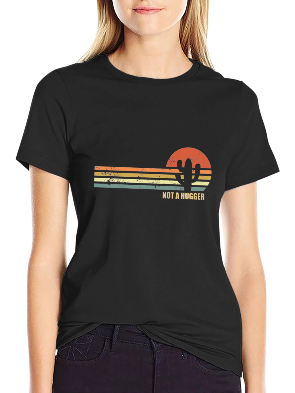 Not A Hugger Cactus Graphic T-Shirt