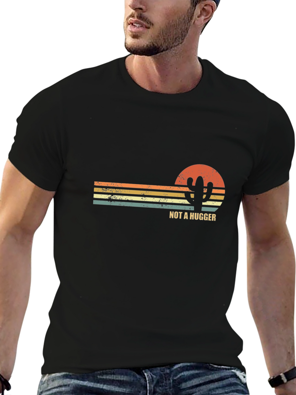 Not A Hugger Cactus Graphic T-Shirt