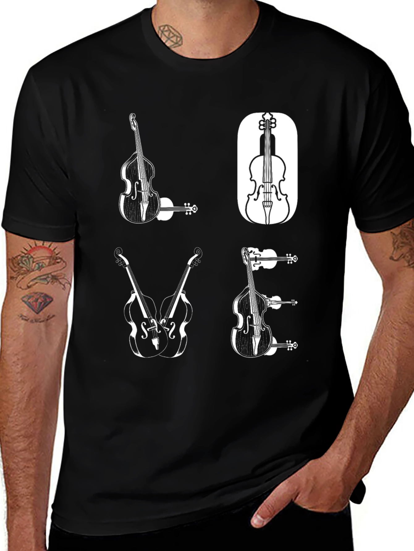 Musical Bass Graphic Tee - Black