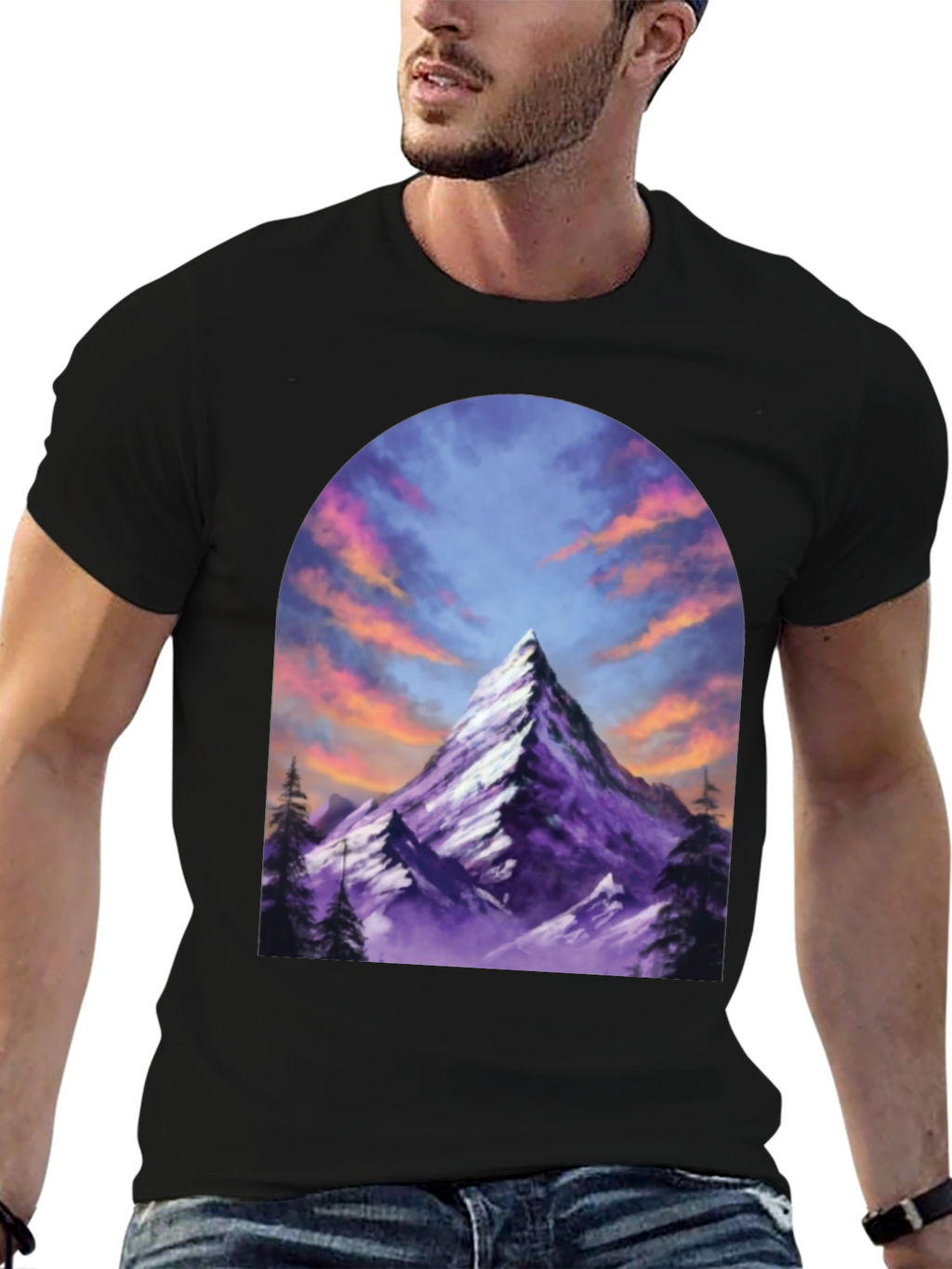 Mountain Peak Graphic Tee - Black