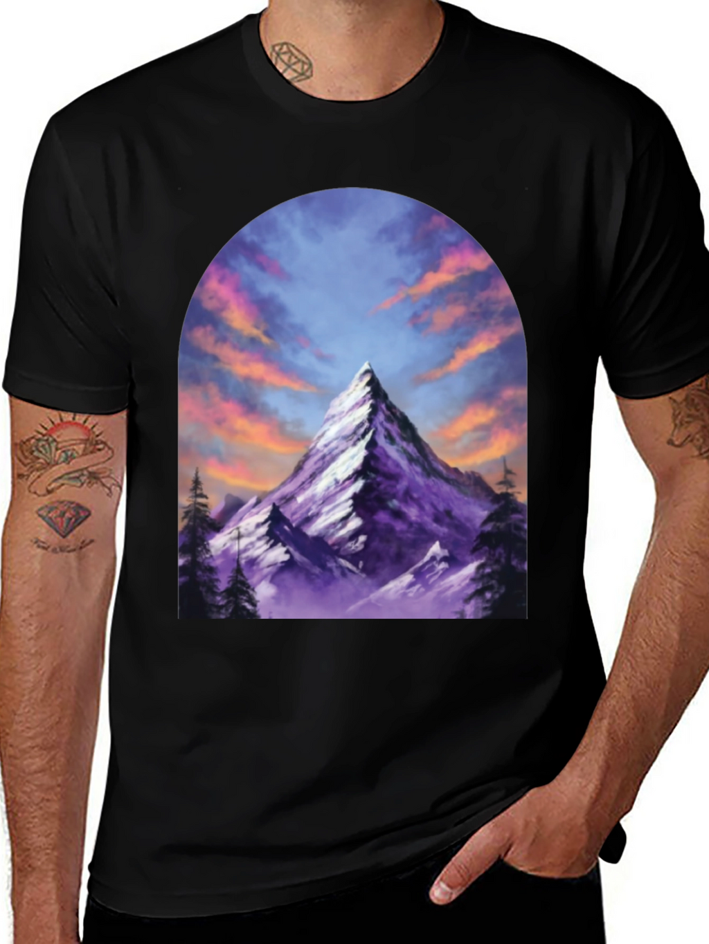 Mountain Peak Graphic Tee - Black