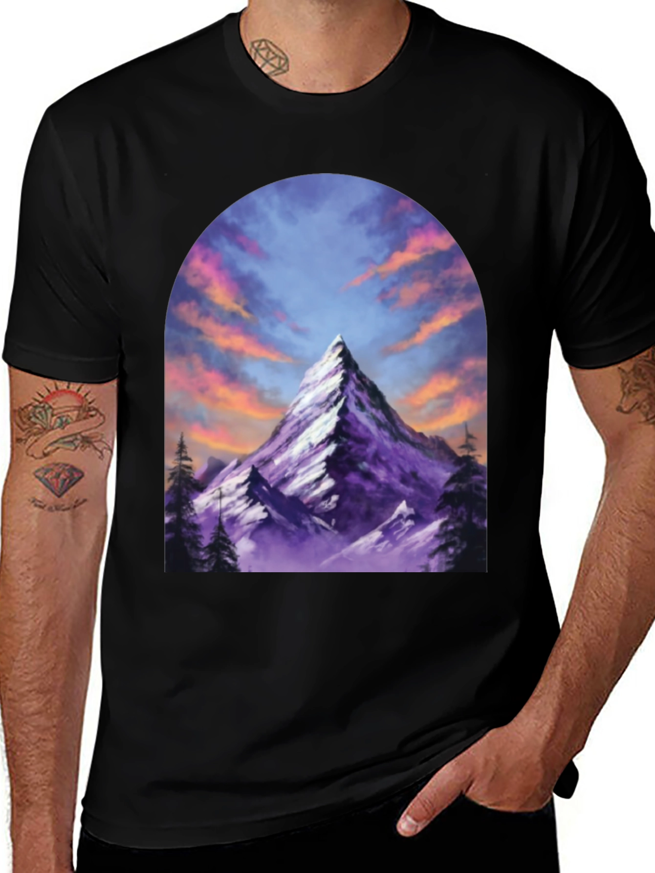 Mountain Peak Graphic Tee - Black
