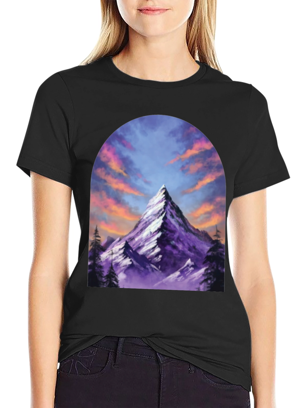 Mountain Peak Graphic Tee - Black