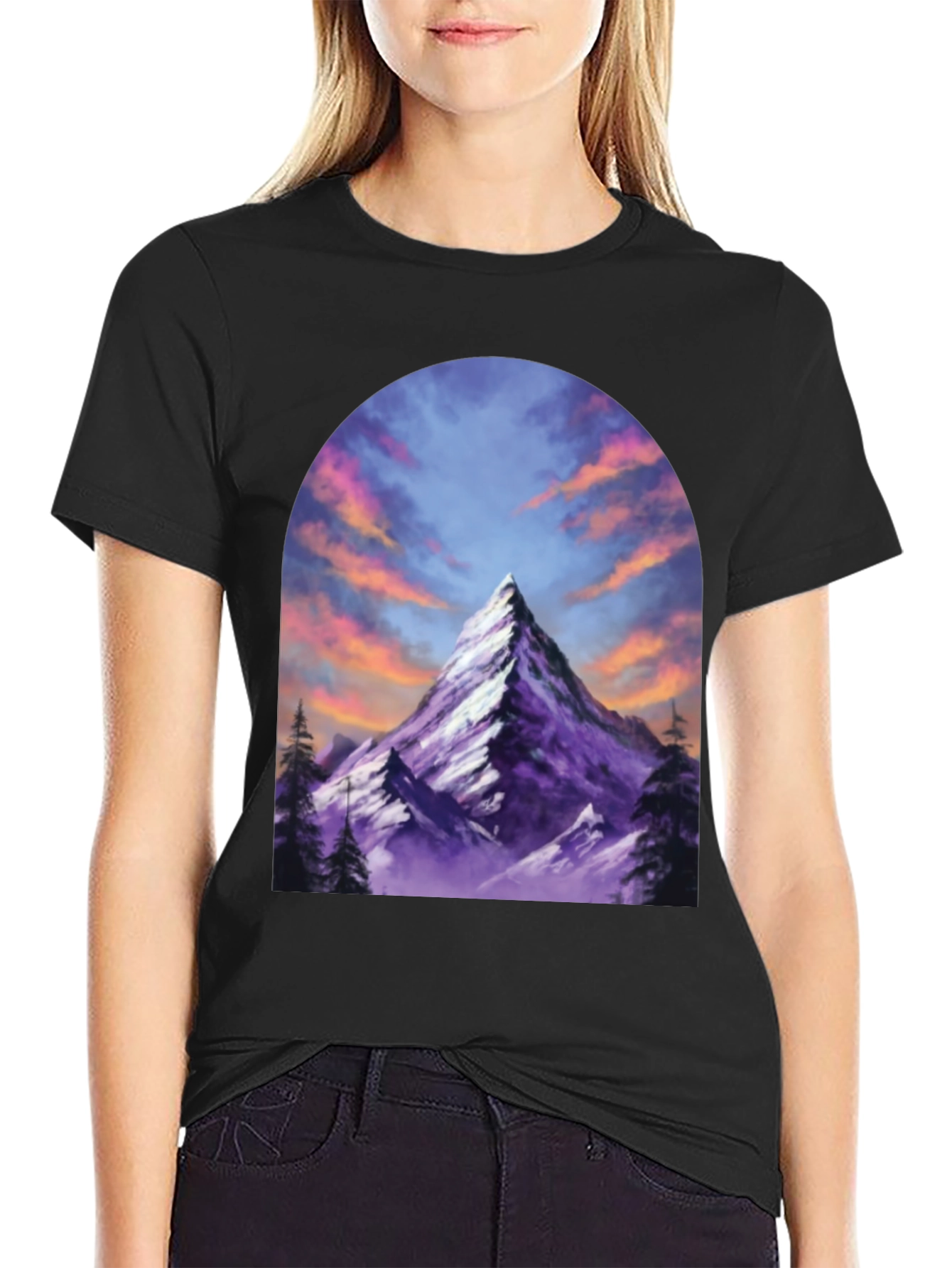 Mountain Peak Graphic Tee - Black