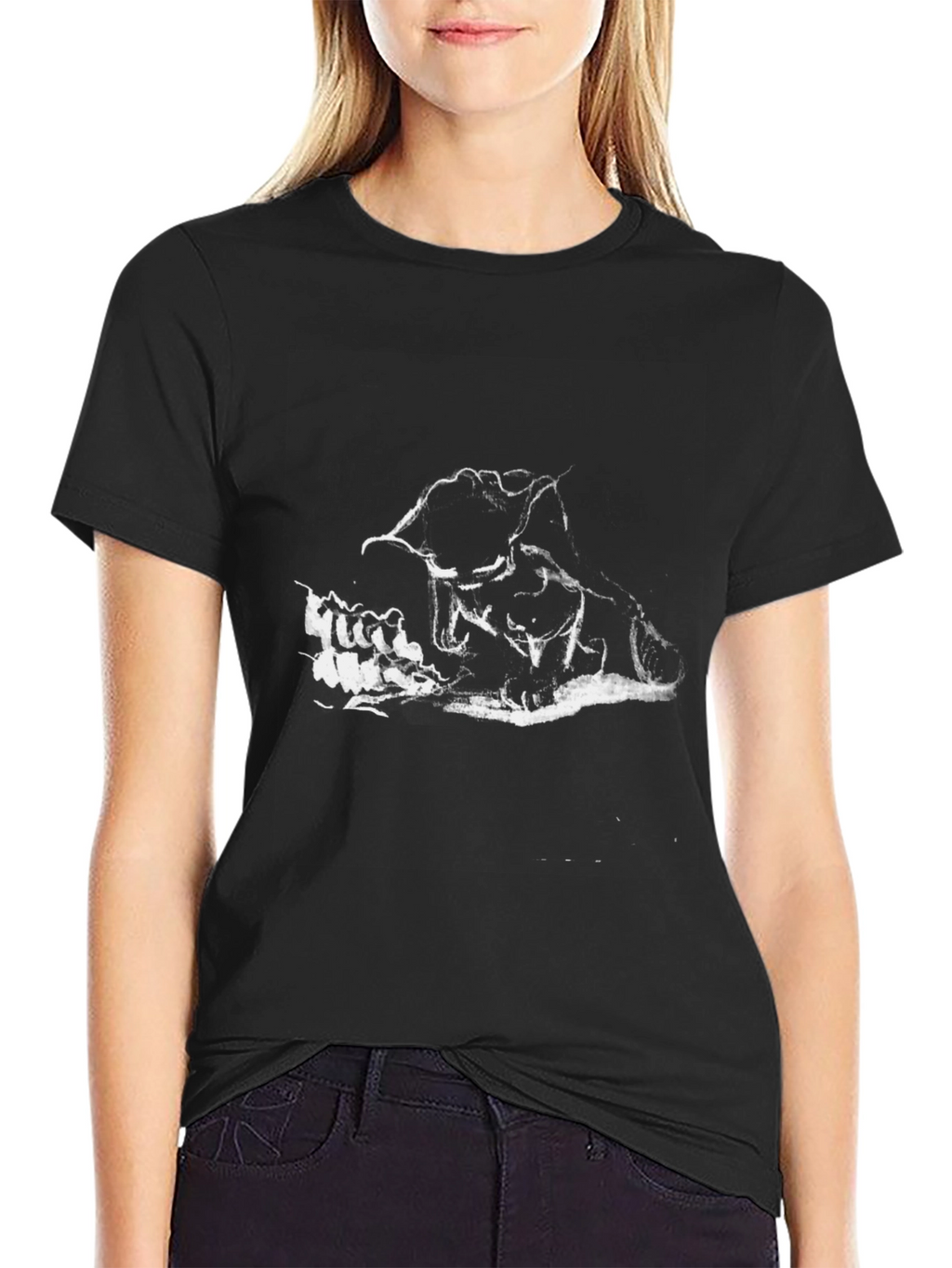 Black Graphic Tee - Wolves