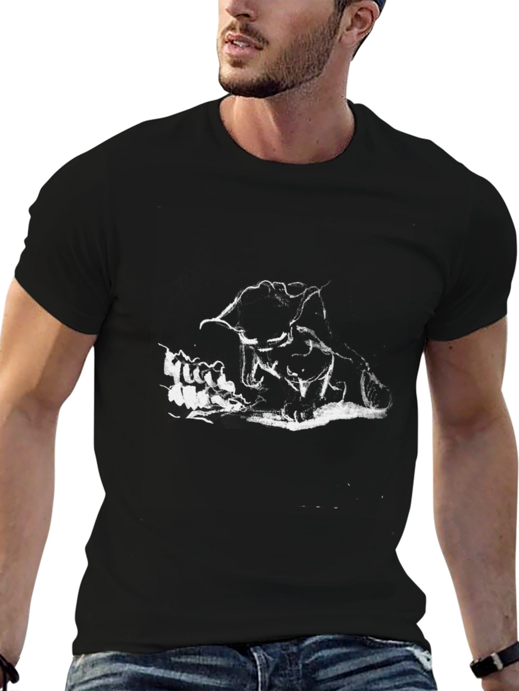 Black Graphic Tee - Wolves