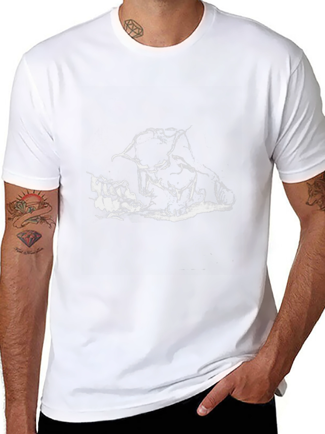 Black Graphic Tee - Wolves