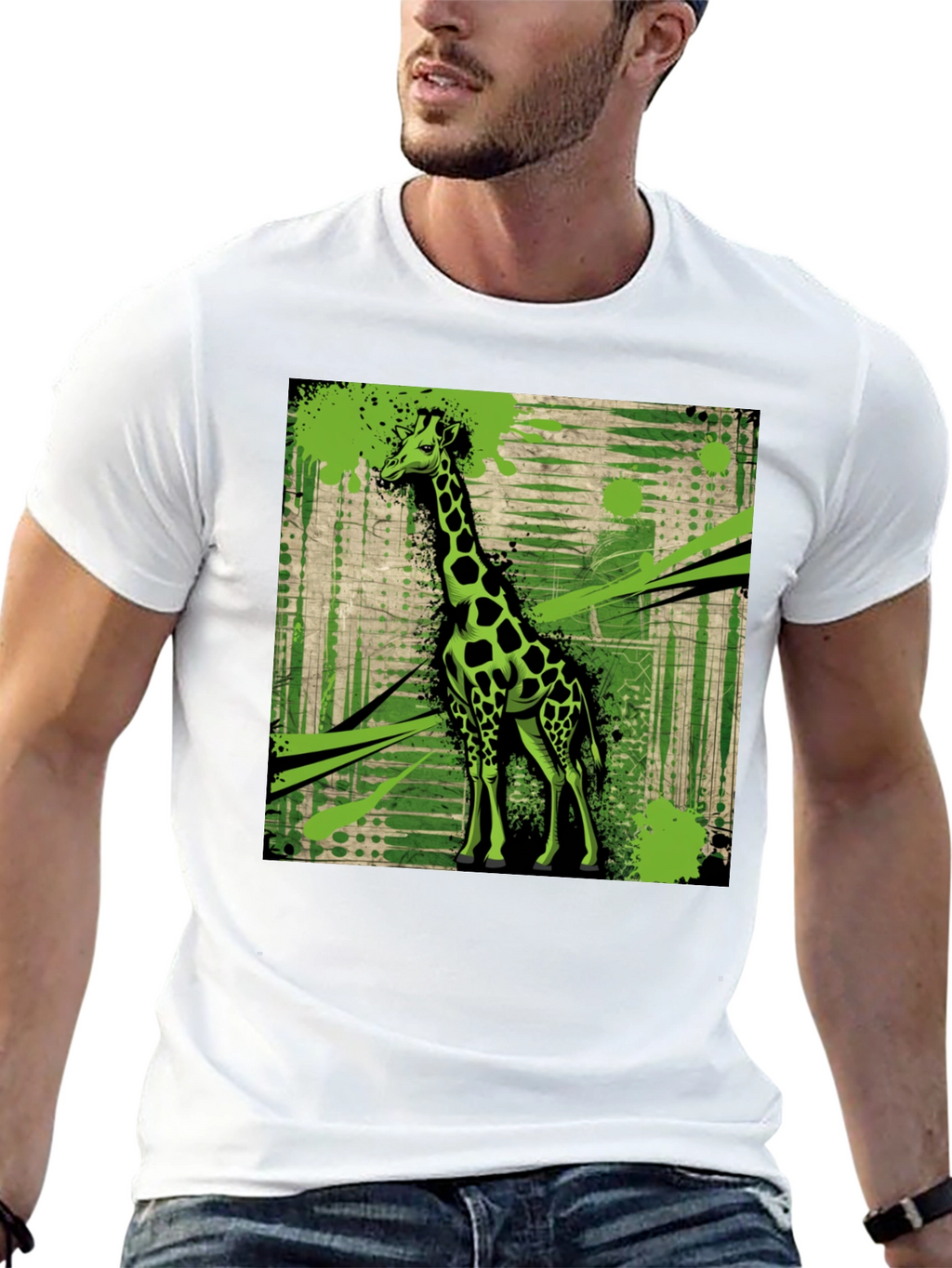 Giraffe Graphic Print Black T-Shirt