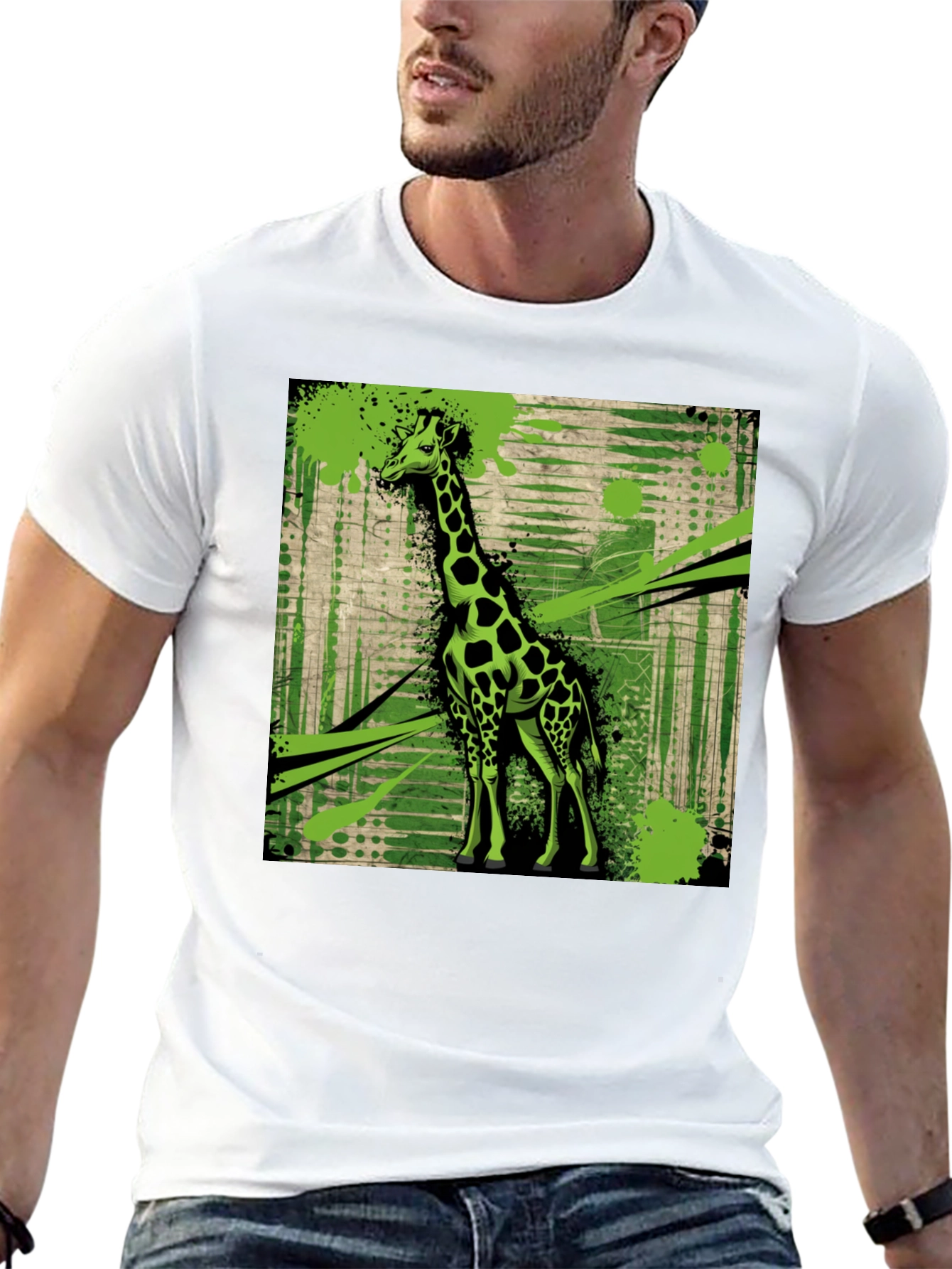 Giraffe Graphic Print Black T-Shirt