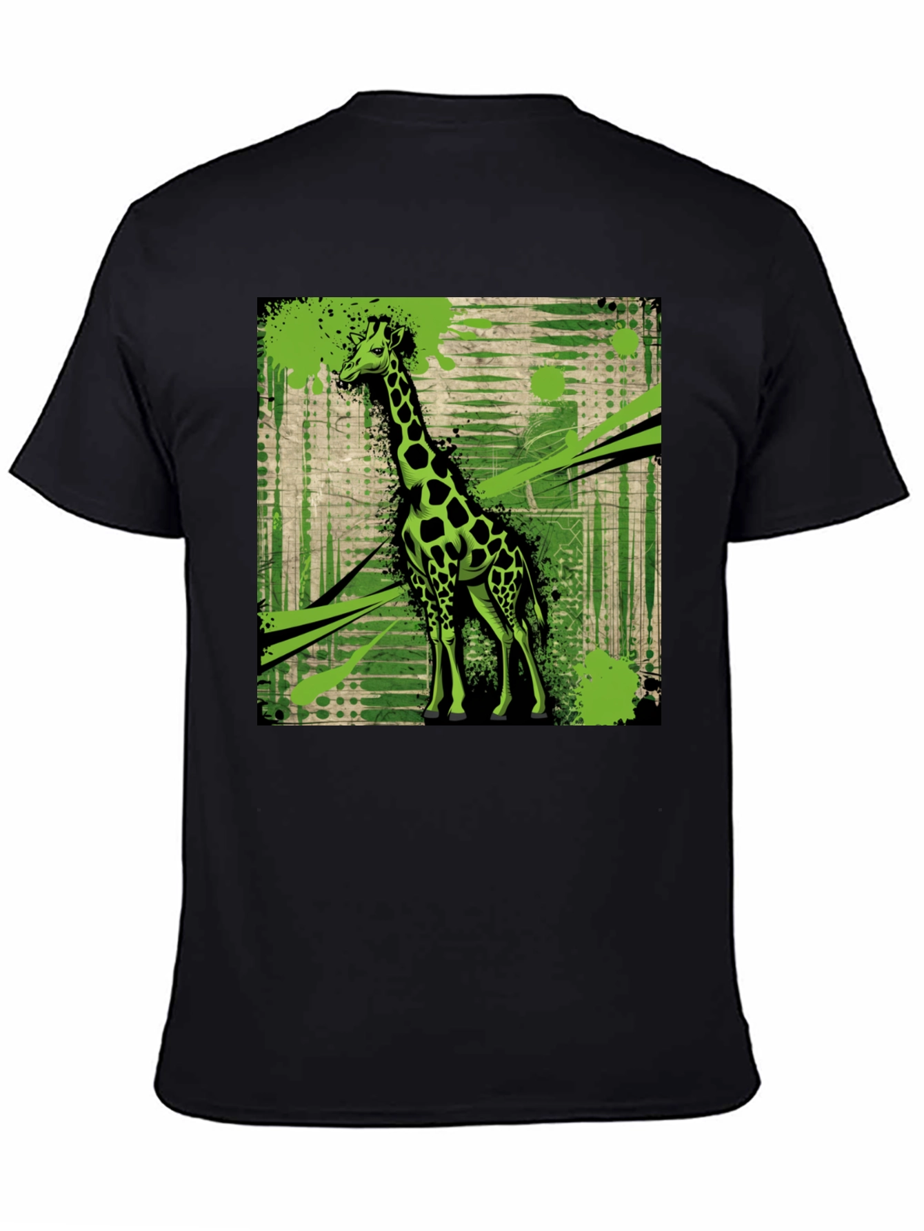 Giraffe Graphic Print Black T-Shirt