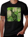 Giraffe Graphic Print Black T-Shirt