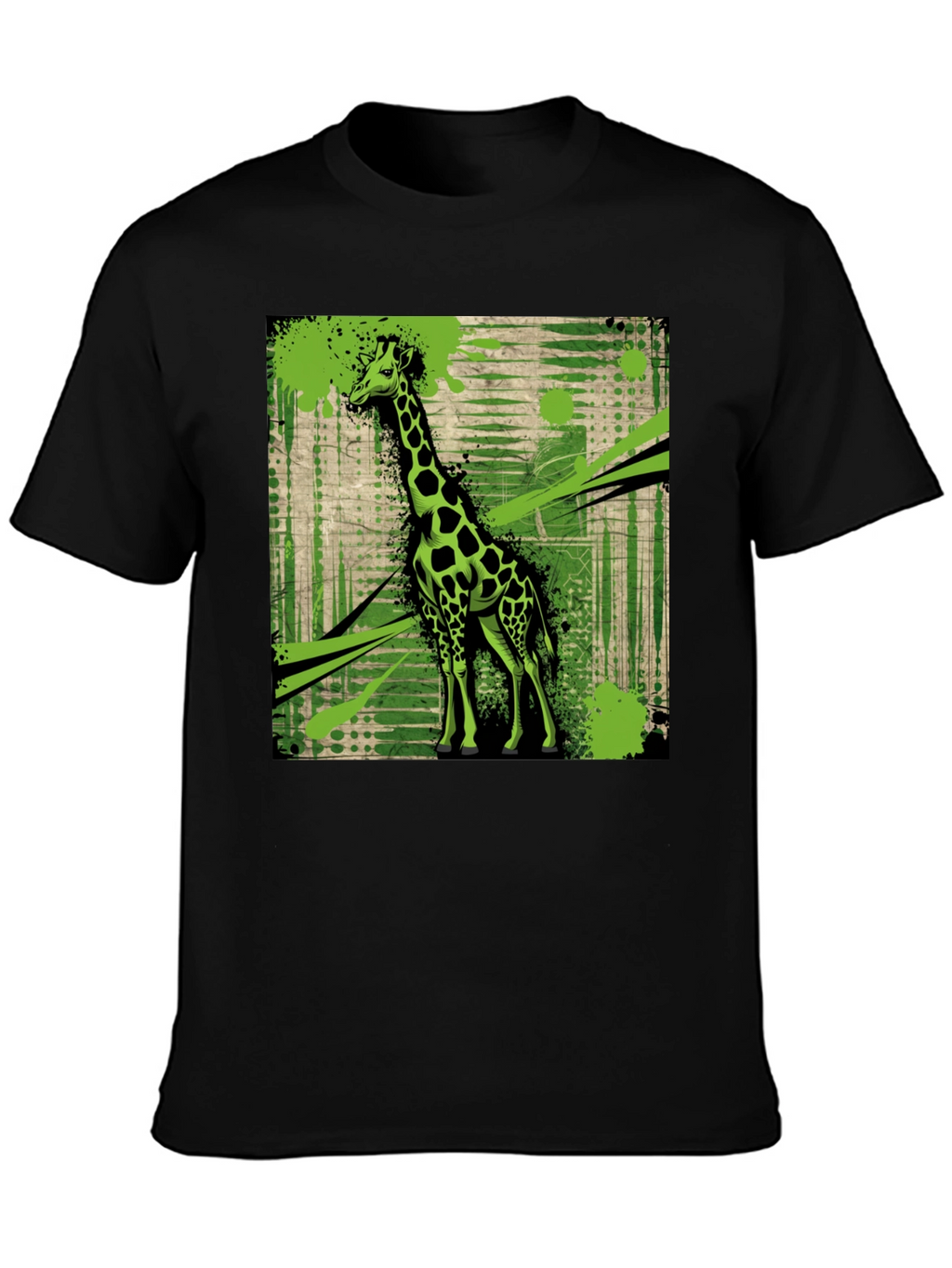 Giraffe Graphic Print Black T-Shirt