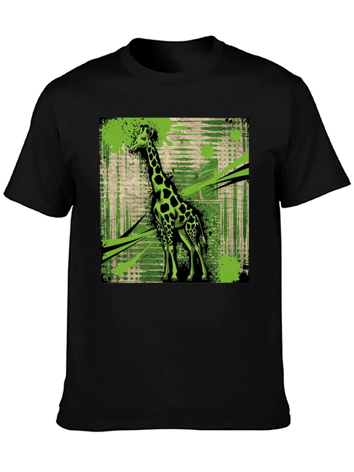 Giraffe Graphic Print Black T-Shirt