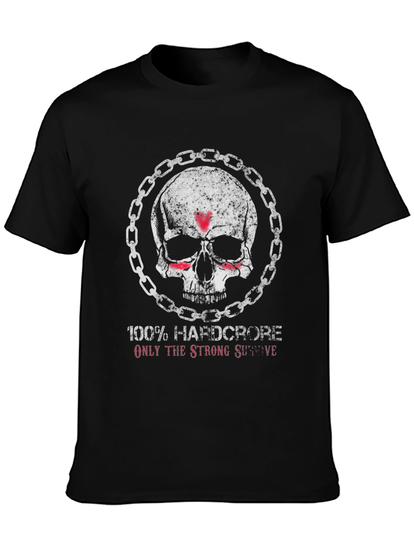 Hardcore Skull Chain Graphic T-Shirt