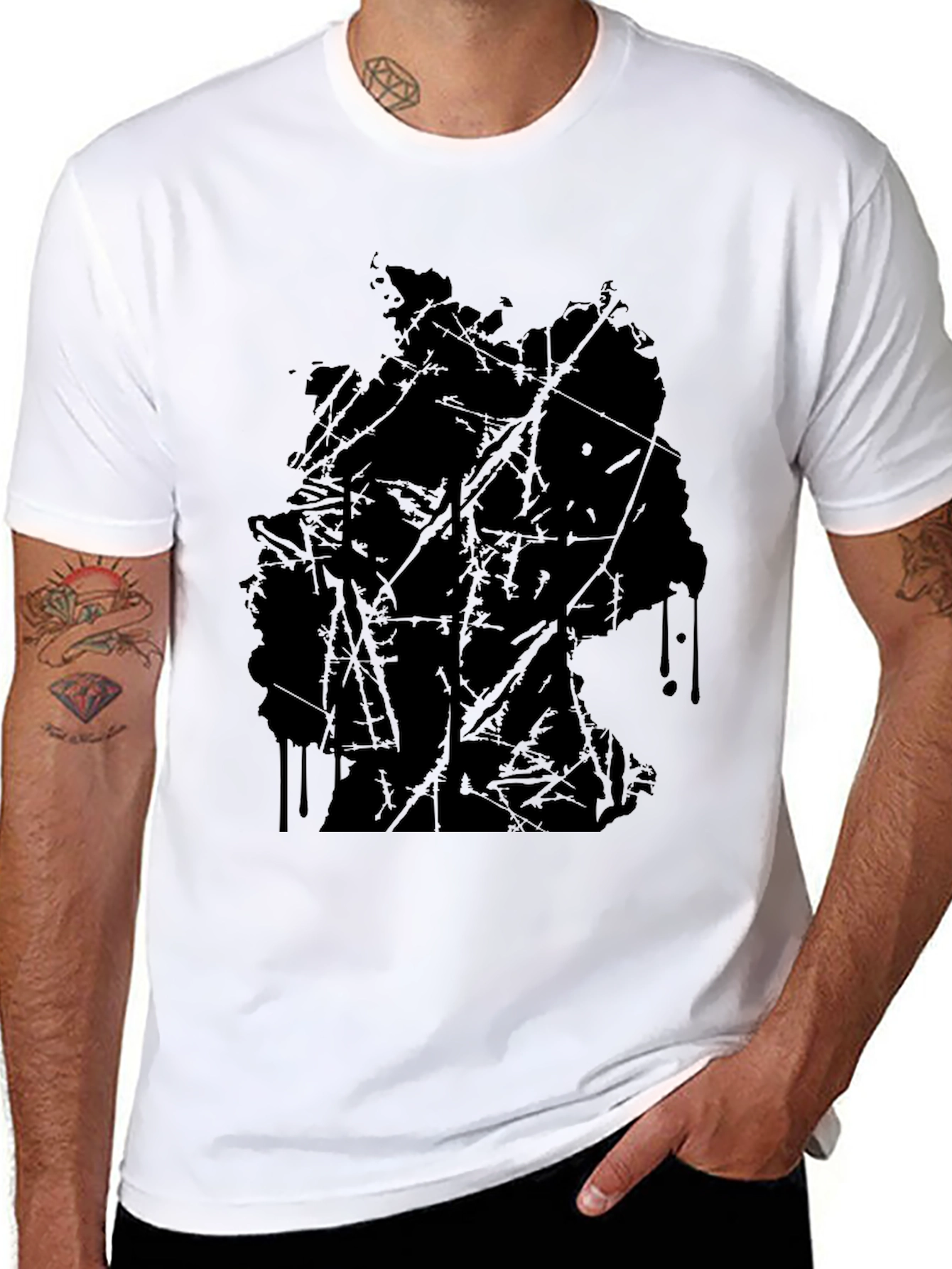 Abstract Germany Map Black T-Shirt