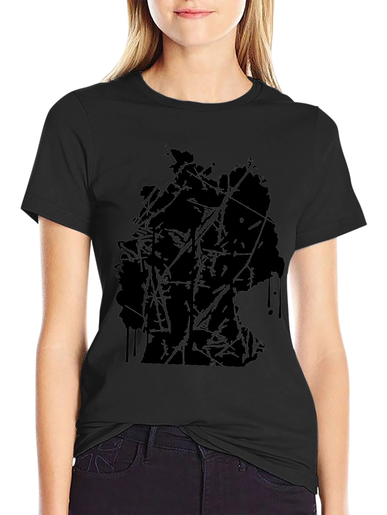 Abstract Germany Map Black T-Shirt