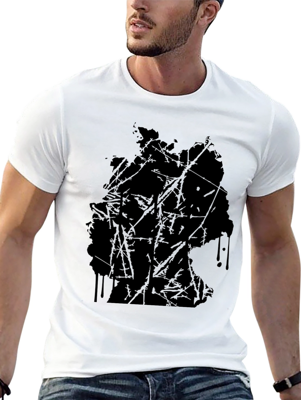 Abstract Germany Map Black T-Shirt