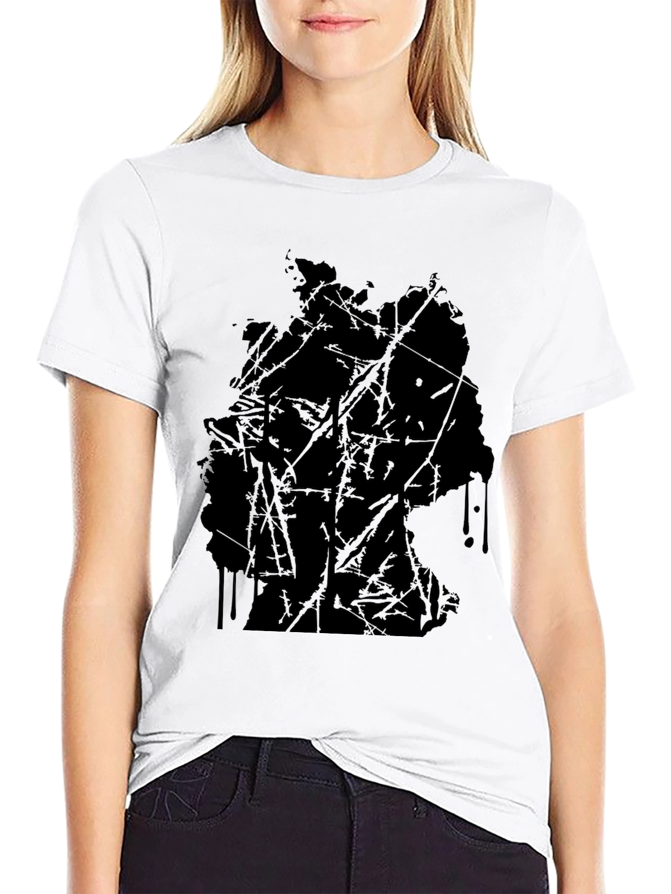 Abstract Germany Map Black T-Shirt