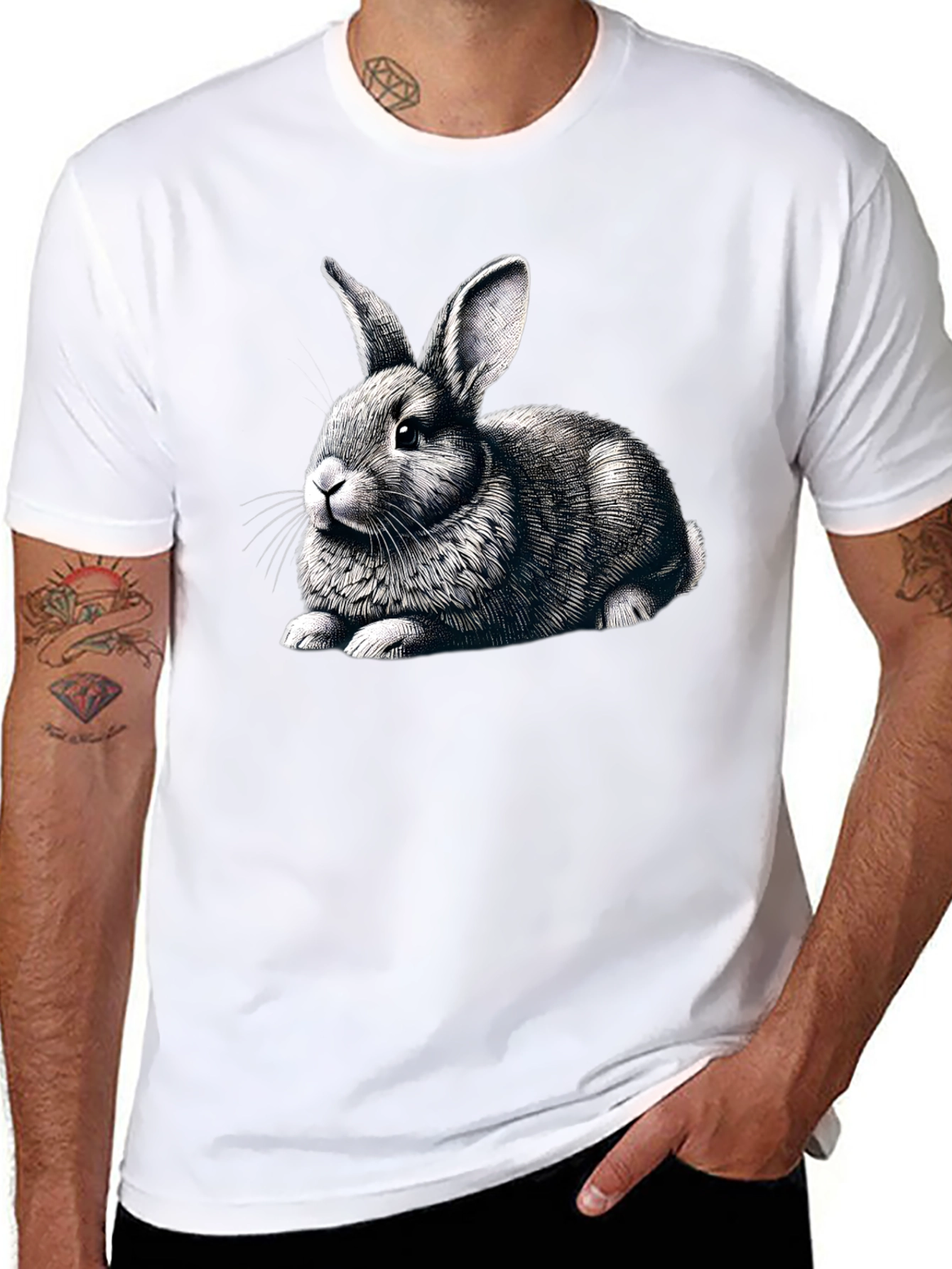 Black Rabbit Graphic Tee - Mens Casual Shirt