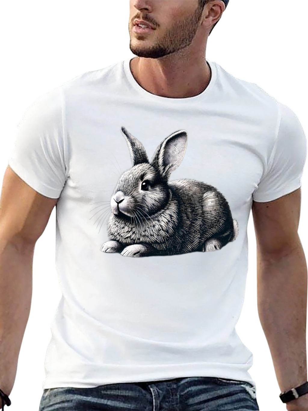Black Rabbit Graphic Tee - Mens Casual Shirt
