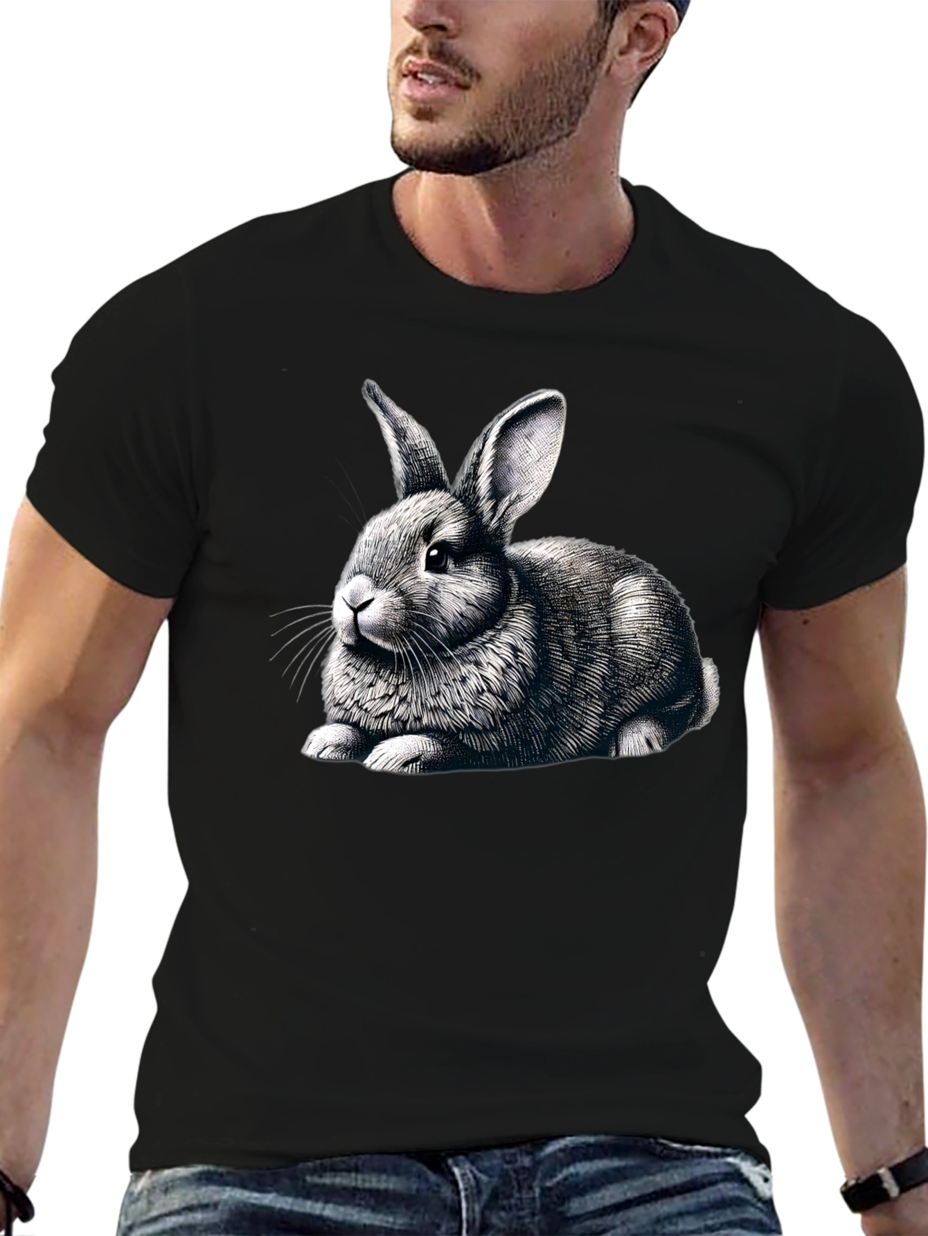 Black Rabbit Graphic Tee - Mens Casual Shirt