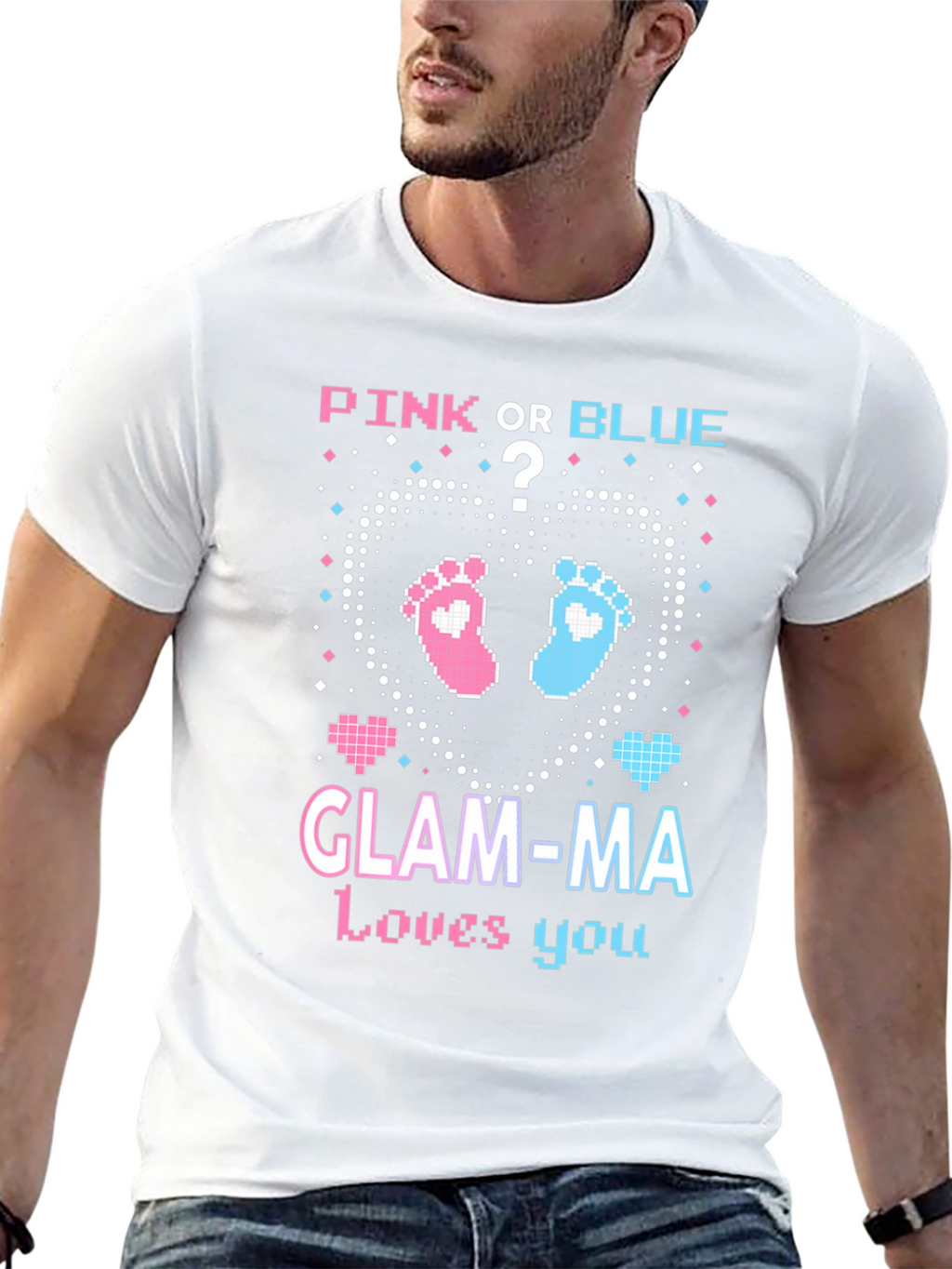 Pink or Blue Glam-Ma Gender Reveal T-Shirt