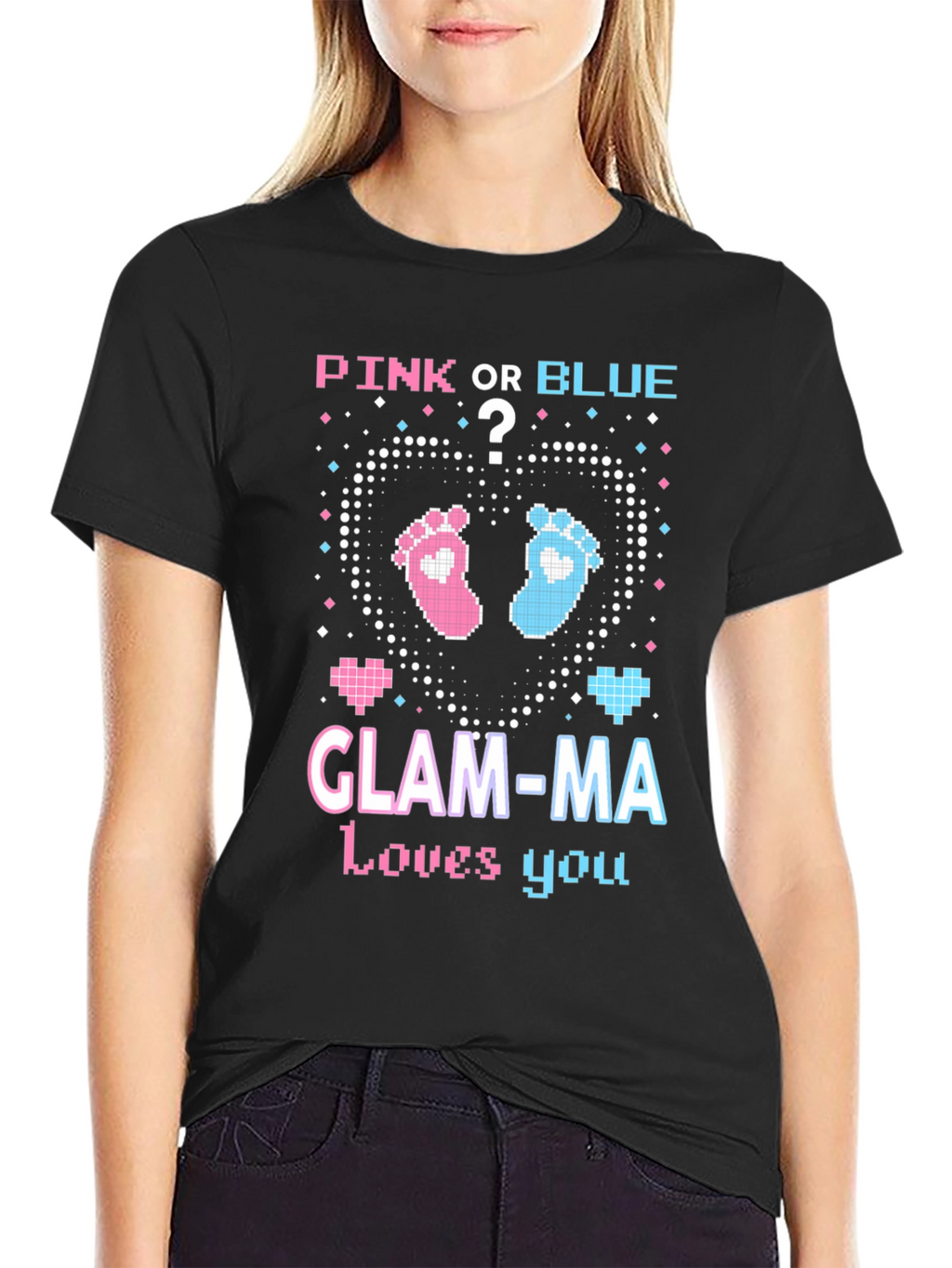 Pink or Blue Glam-Ma Gender Reveal T-Shirt