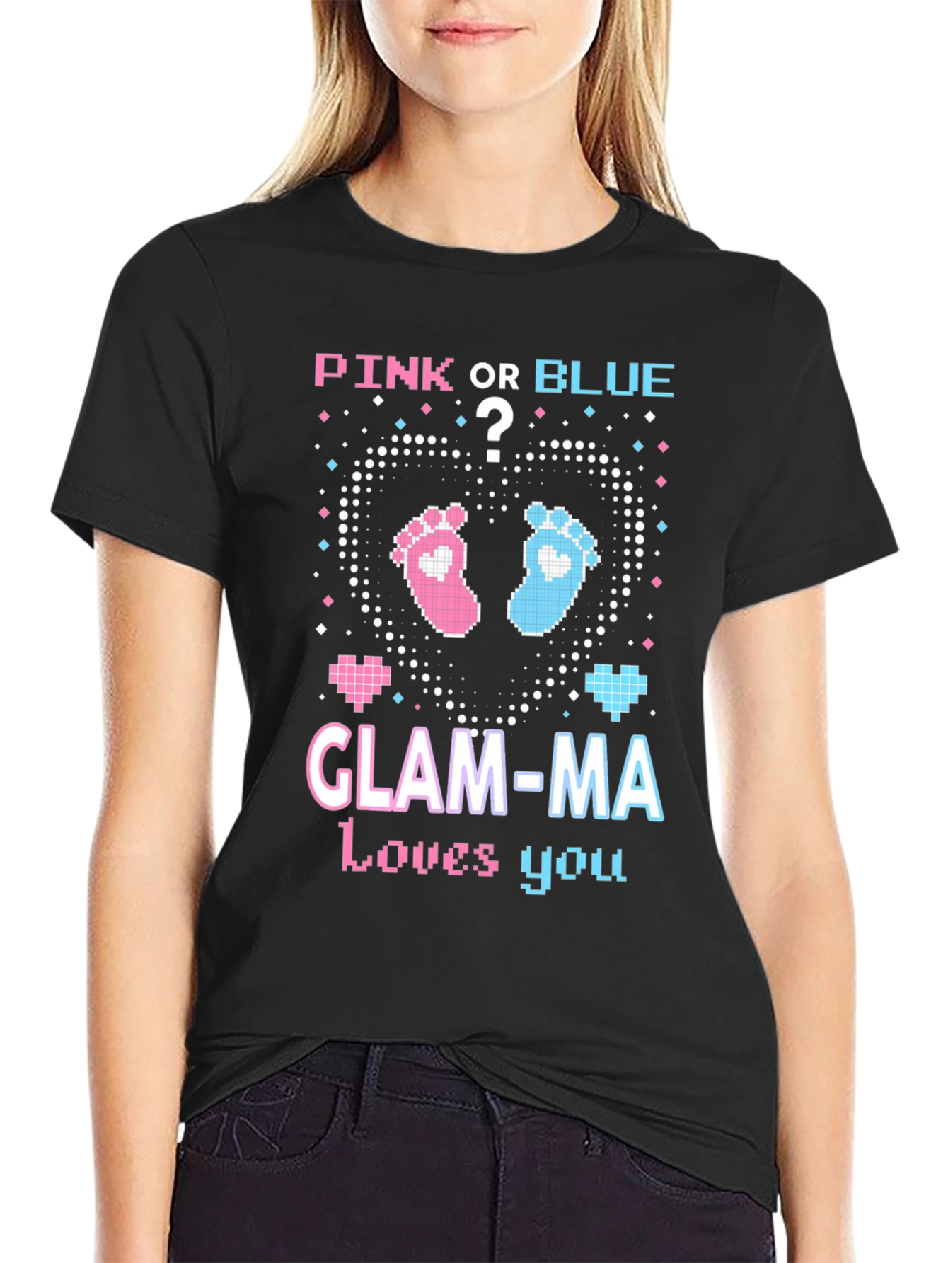 Pink or Blue Glam-Ma Gender Reveal T-Shirt