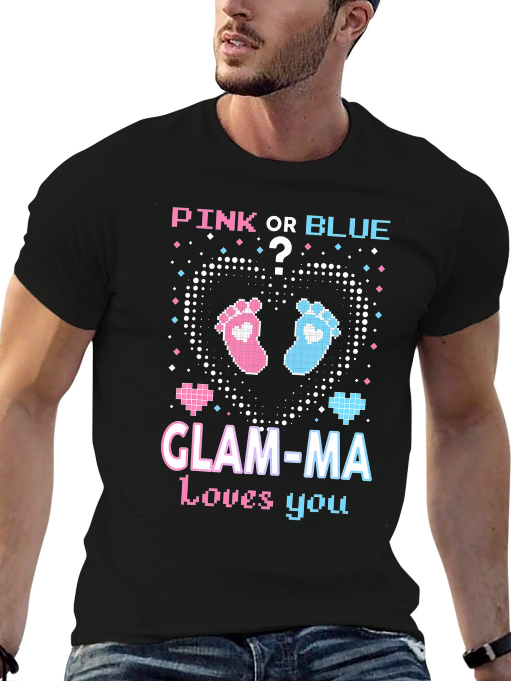 Pink or Blue Glam-Ma Gender Reveal T-Shirt