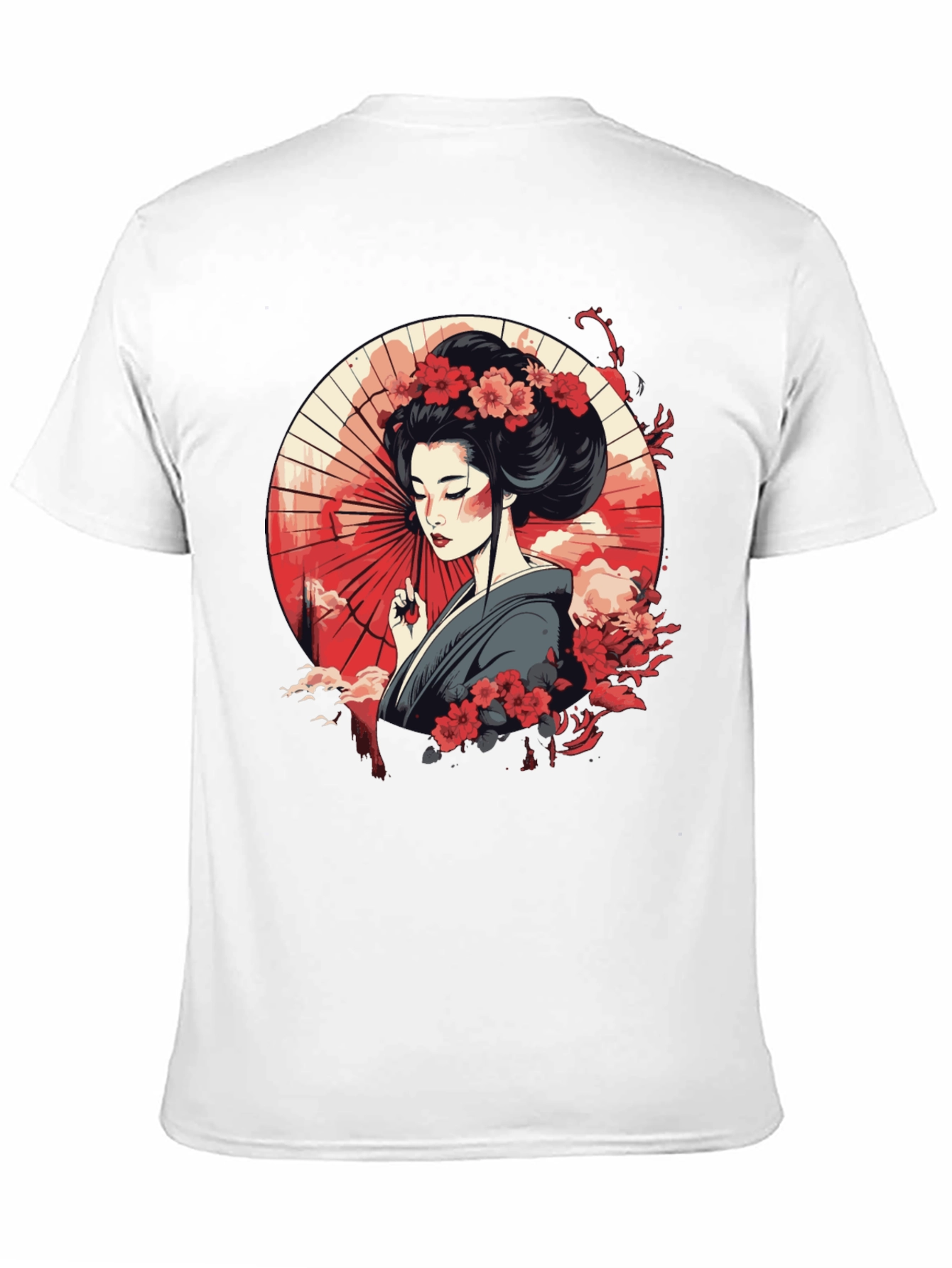 Geisha Art Graphic Black T-Shirt